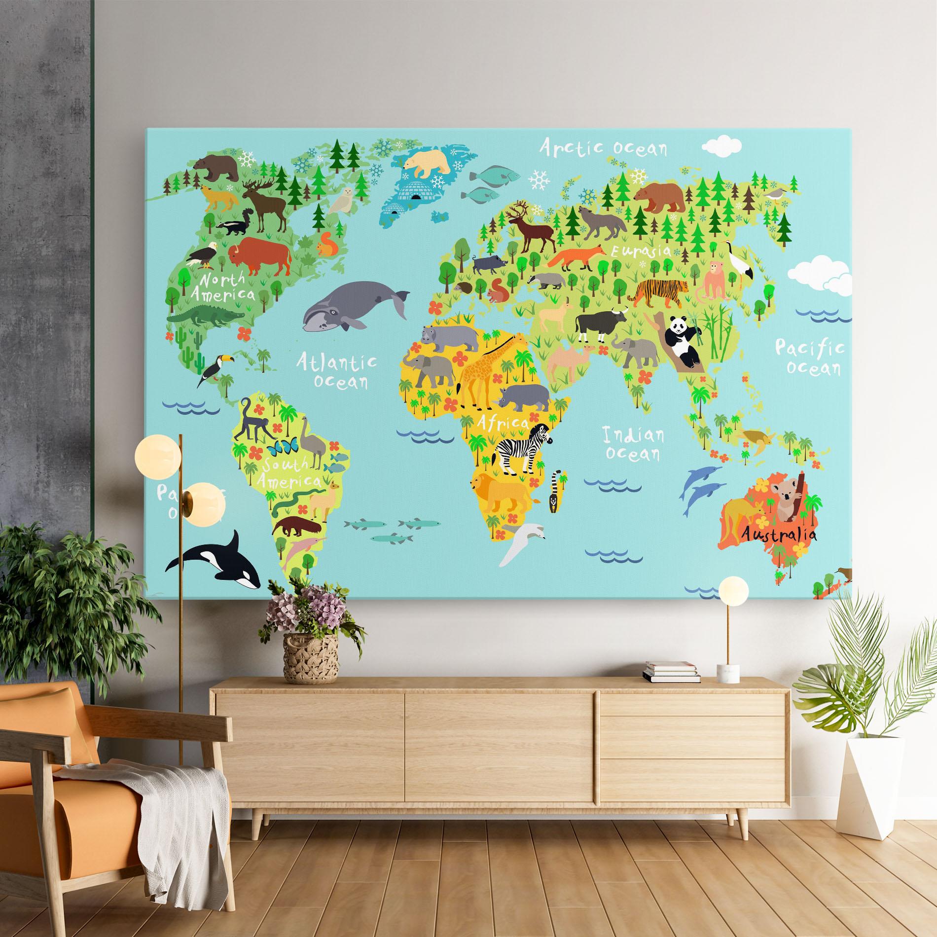 Vászonkép Animal World Map mockup 9