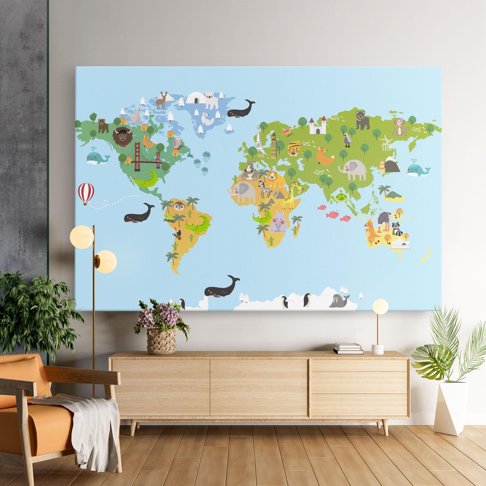 Vászonkép Animals Cute Map mockup 9