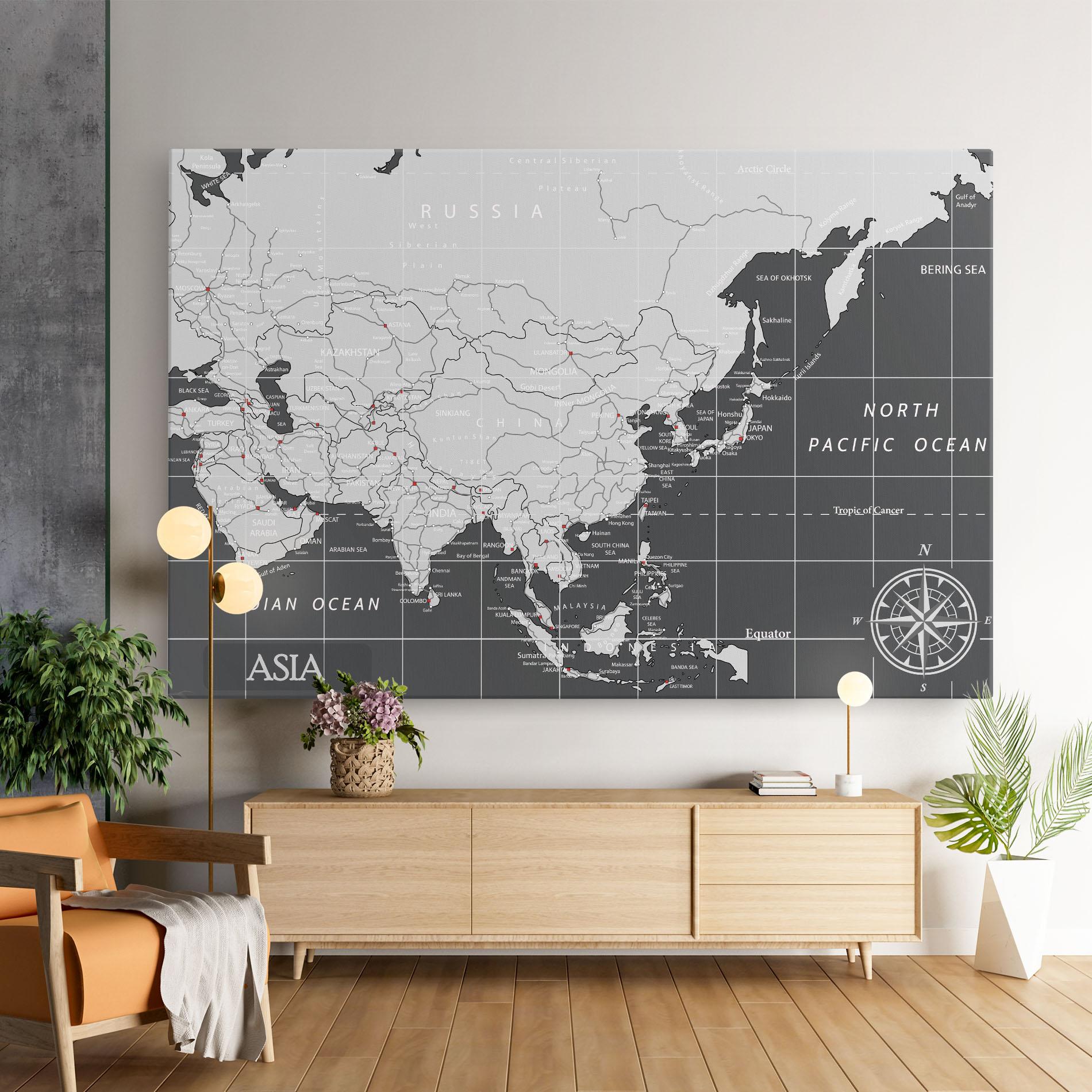 Vászonkép Asia Minimal Map mockup 9
