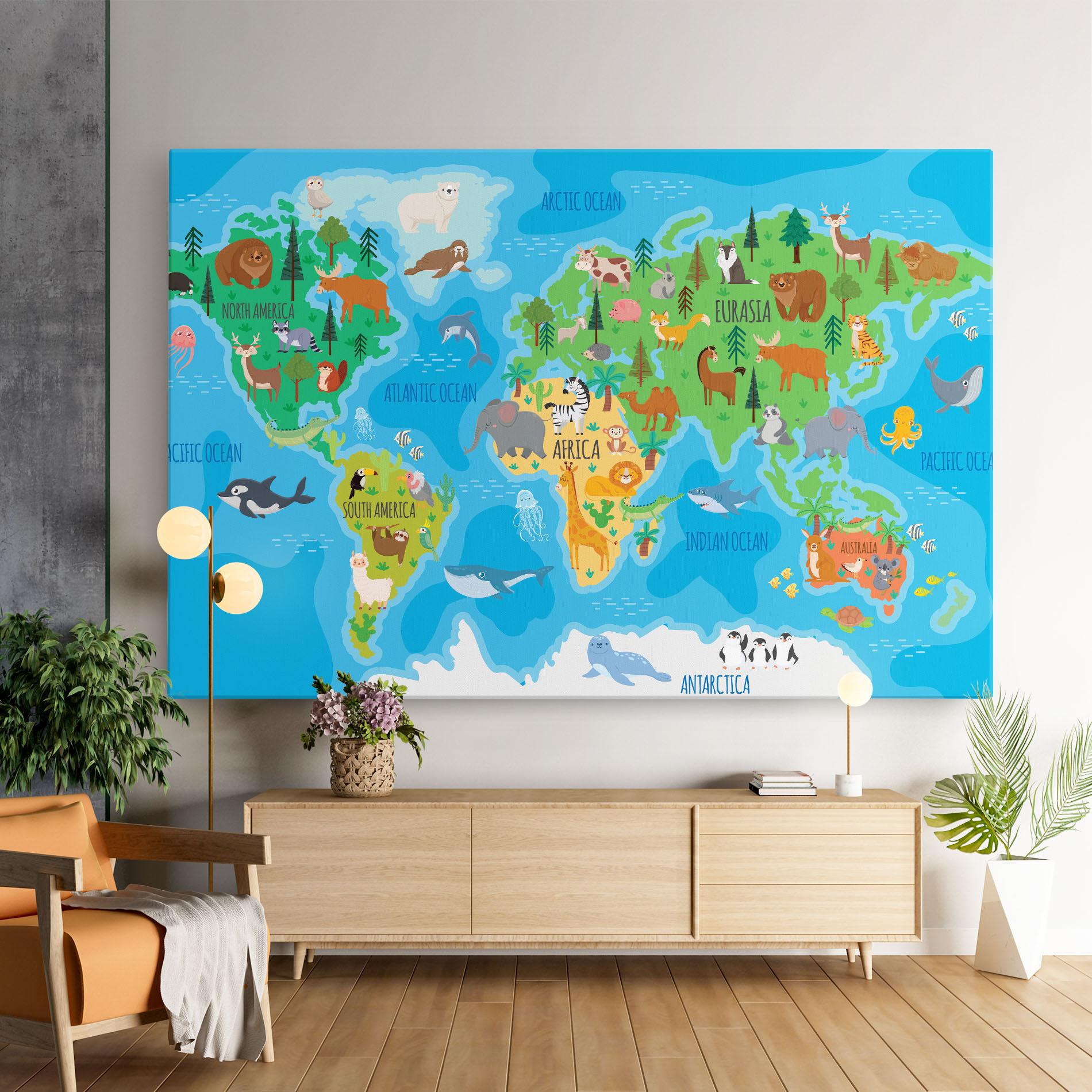 Vászonkép Worldwide Kids Map mockup 9