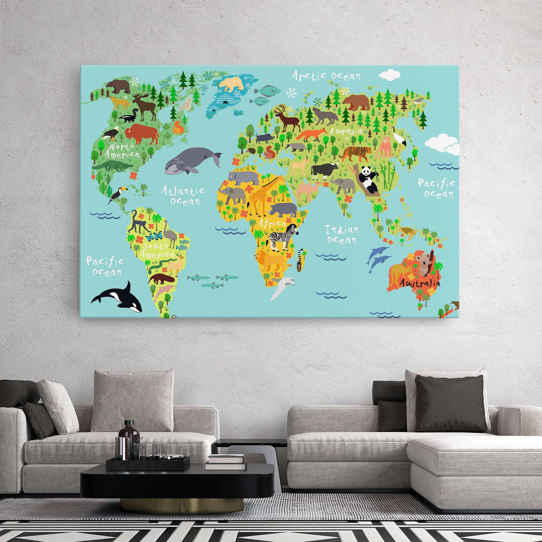 Vászonkép Animal World Map mockup 2
