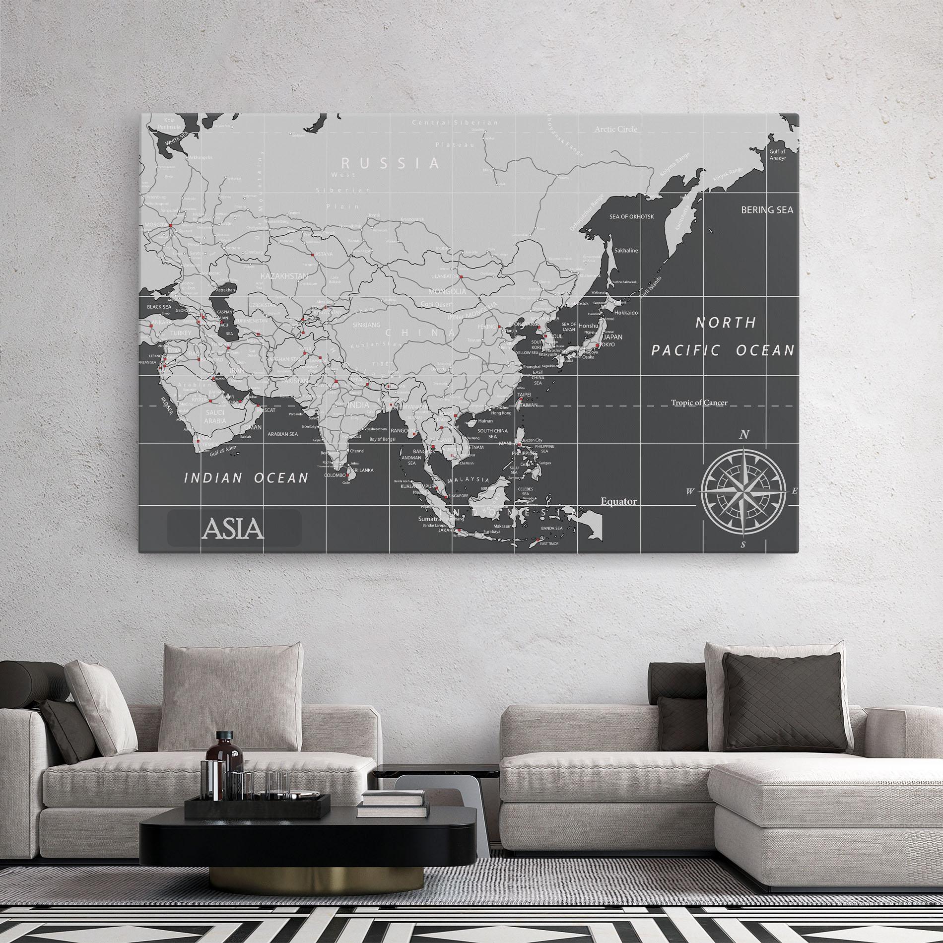 Vászonkép Asia Minimal Map mockup 2
