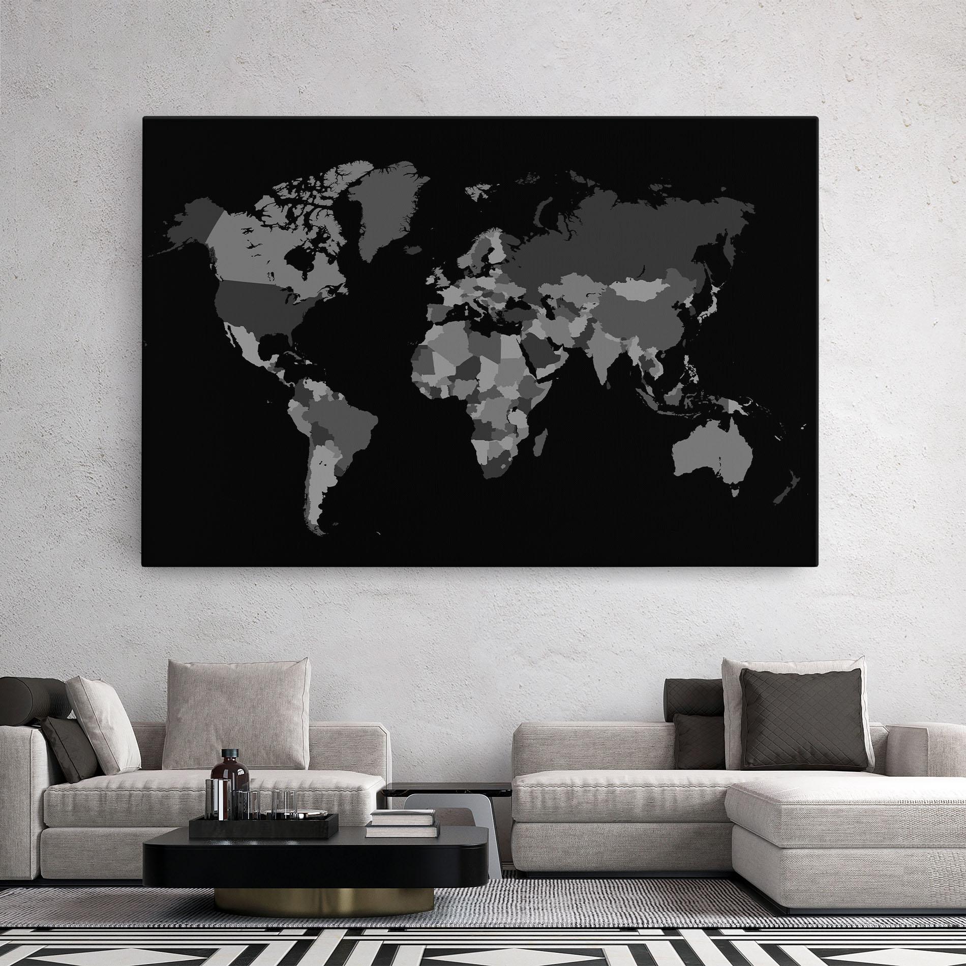 Vászonkép Grey Map World mockup 2