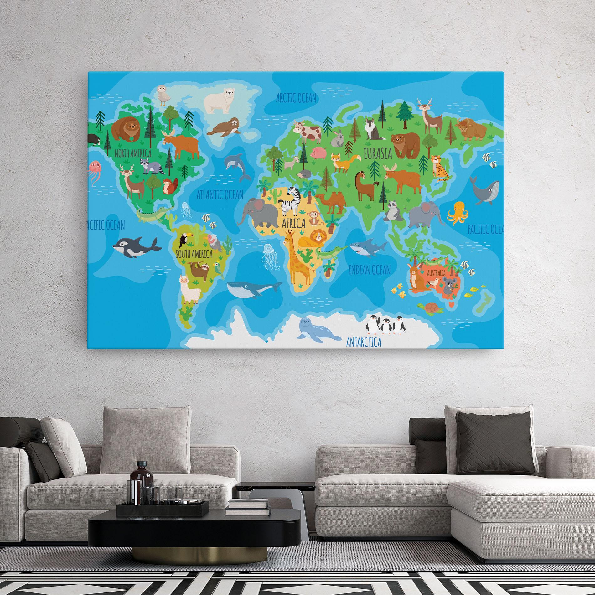 Vászonkép Worldwide Kids Map mockup 2