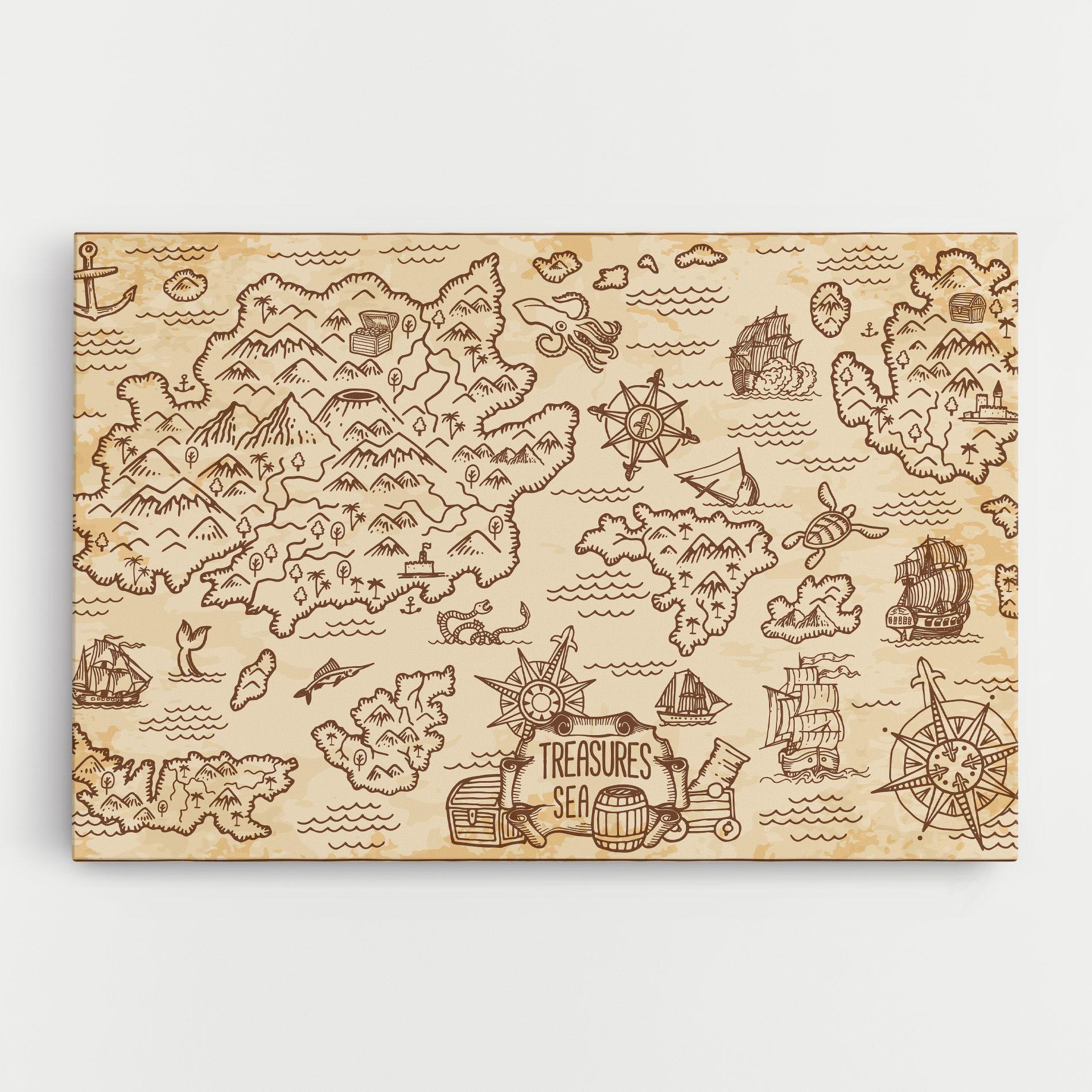 Vászonkép Cream Coffee Map mockup 0