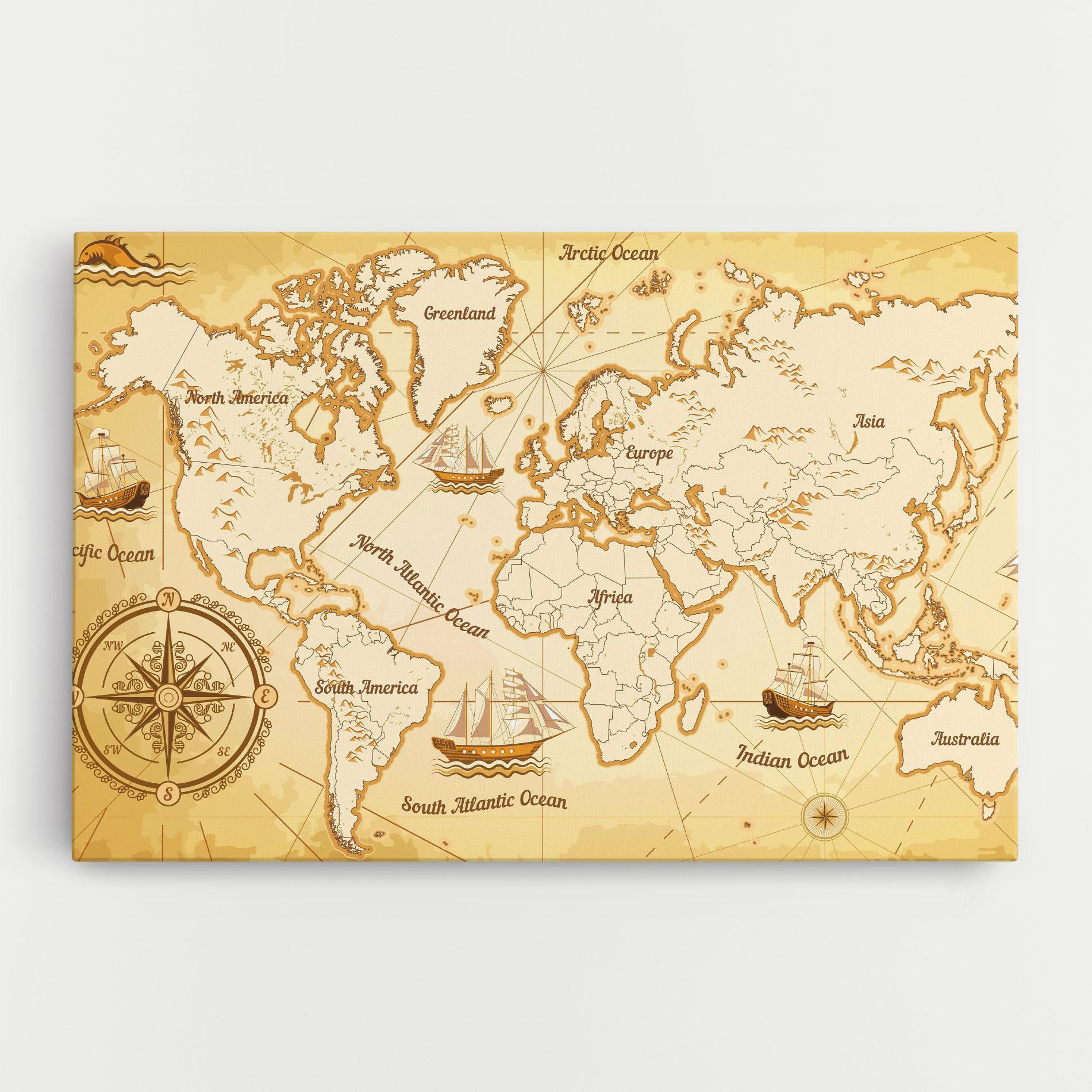 Vászonkép Gold Old Map mockup 0