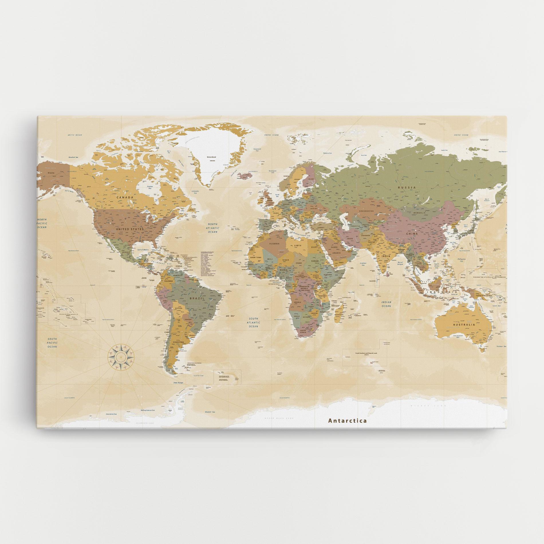 Vászonkép World Map Vintage mockup 0