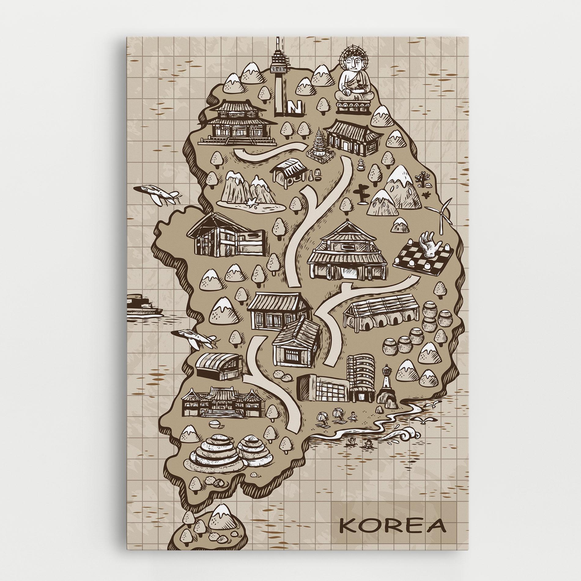Vászonkép Old Korea Map mockup 0