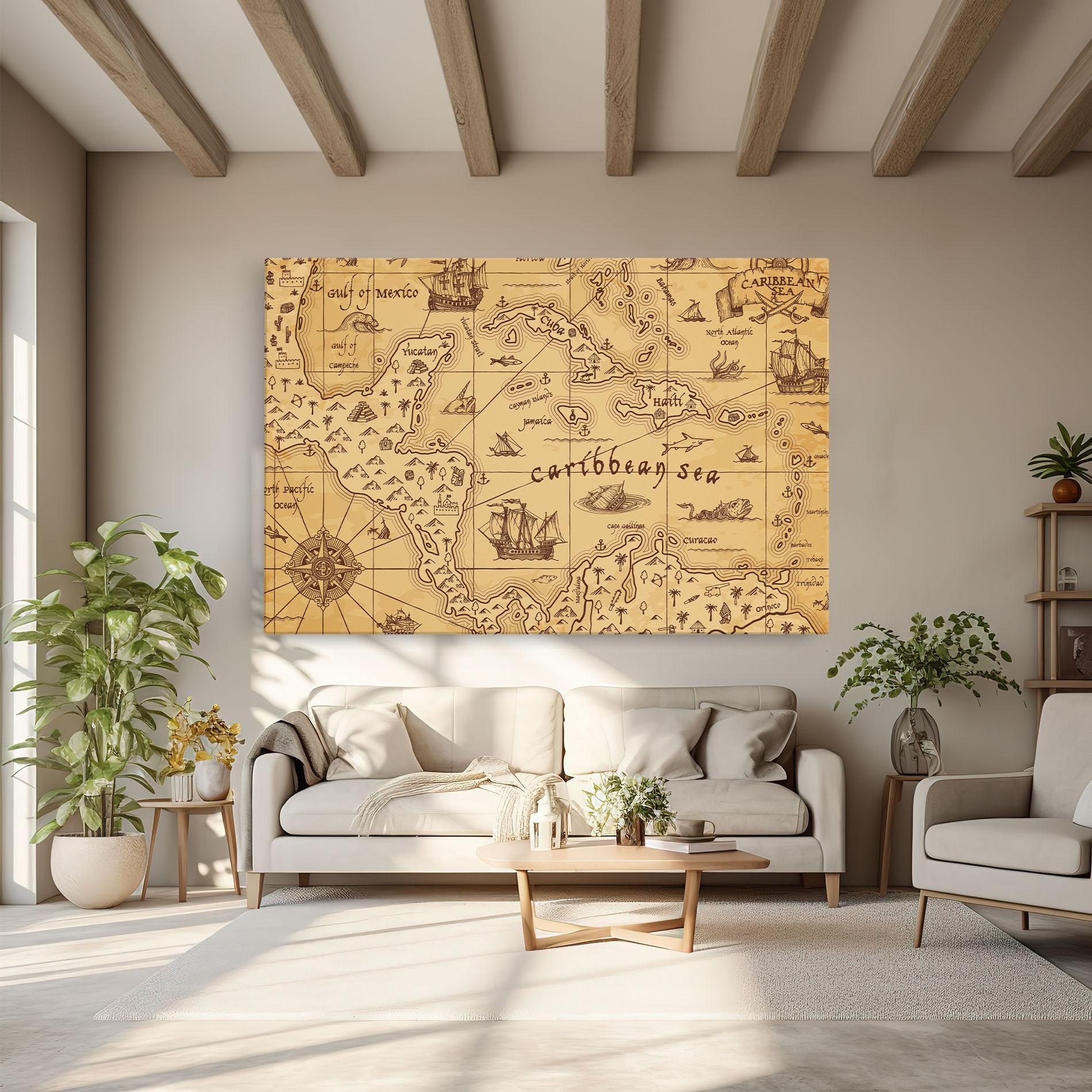 Vászonkép Caribbean Sea Map mockup 6