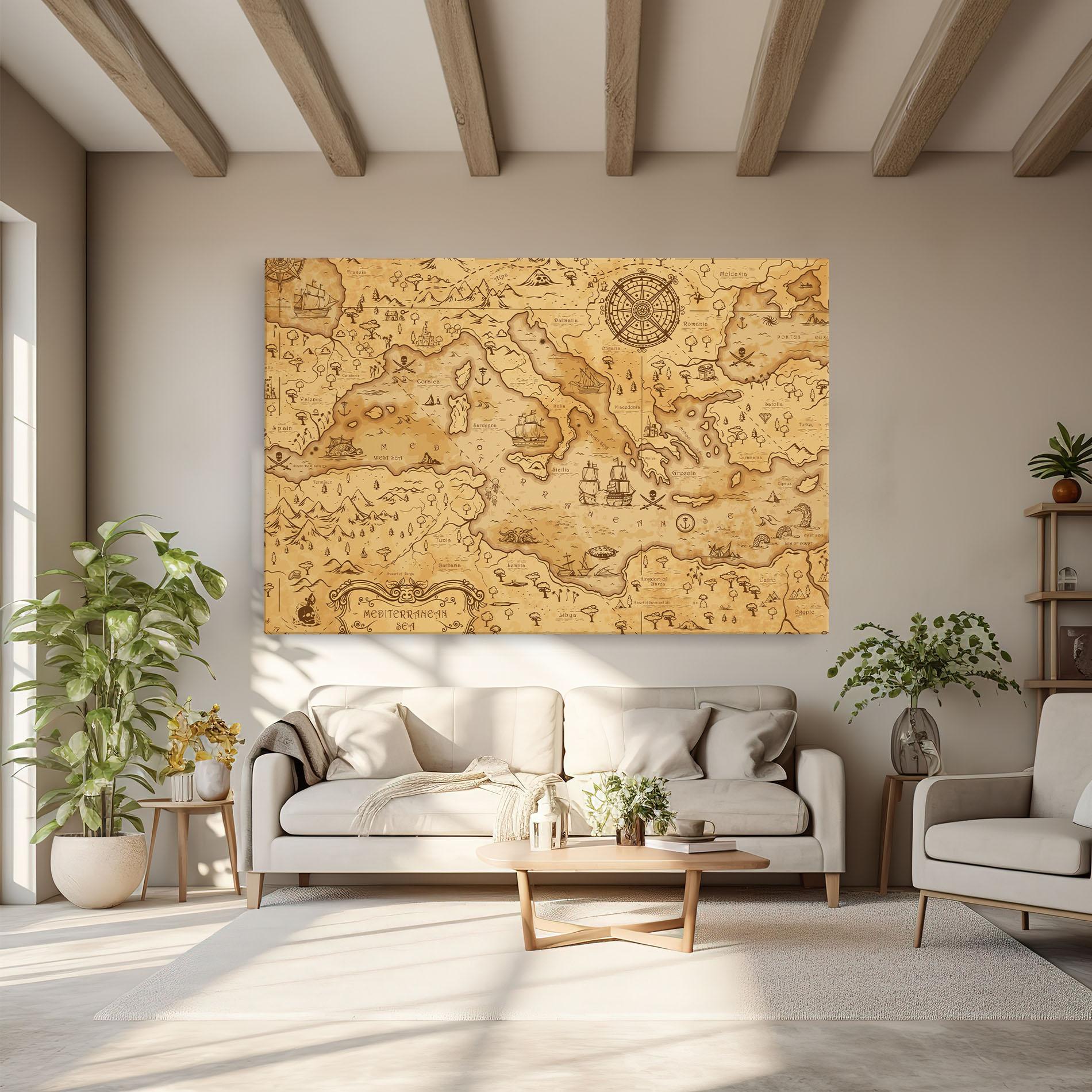 Vászonkép Cream Brown Map mockup 6