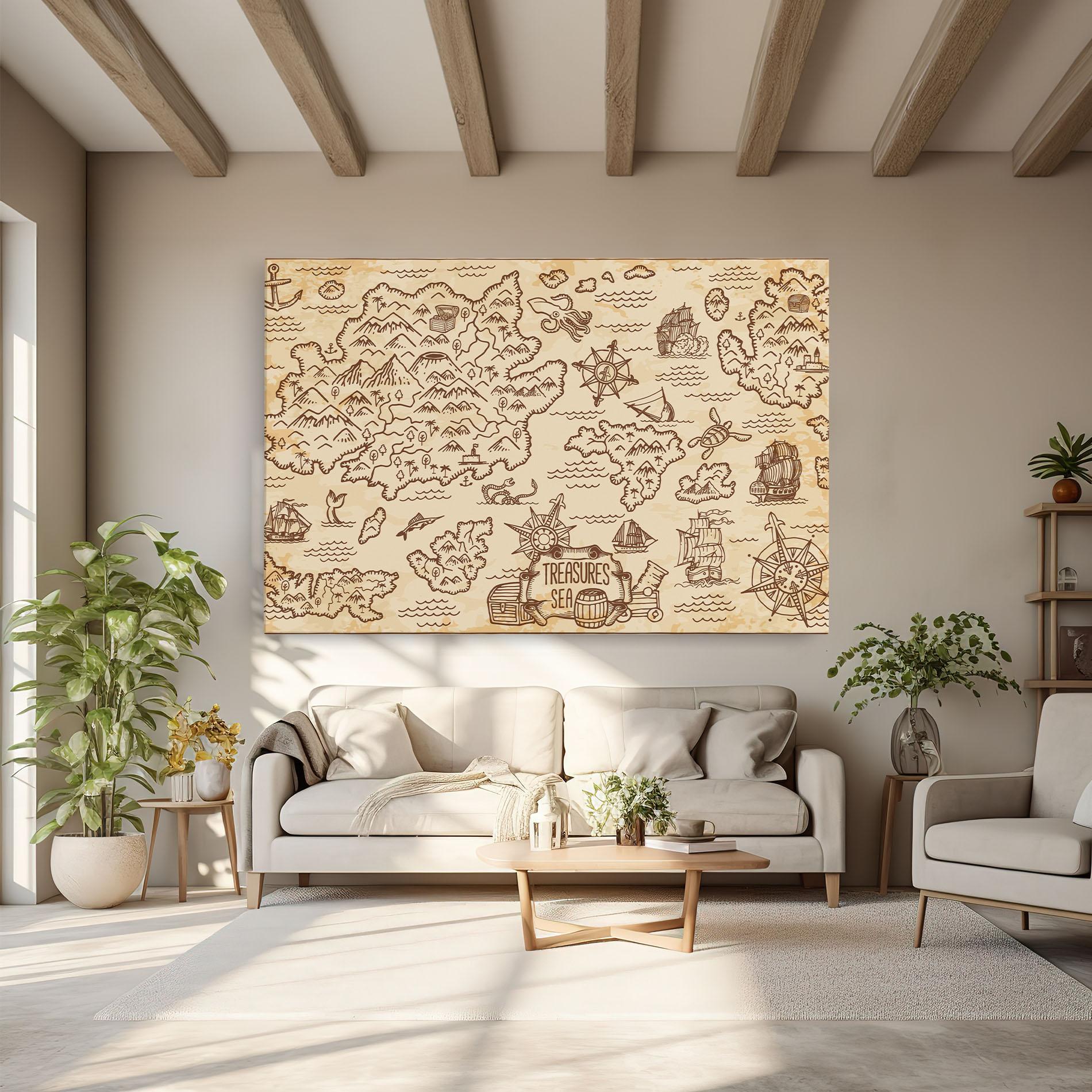 Vászonkép Cream Coffee Map mockup 6