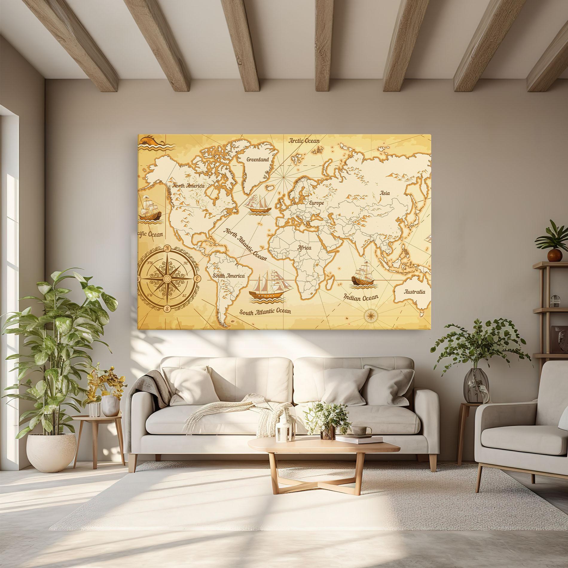 Vászonkép Gold Old Map mockup 6