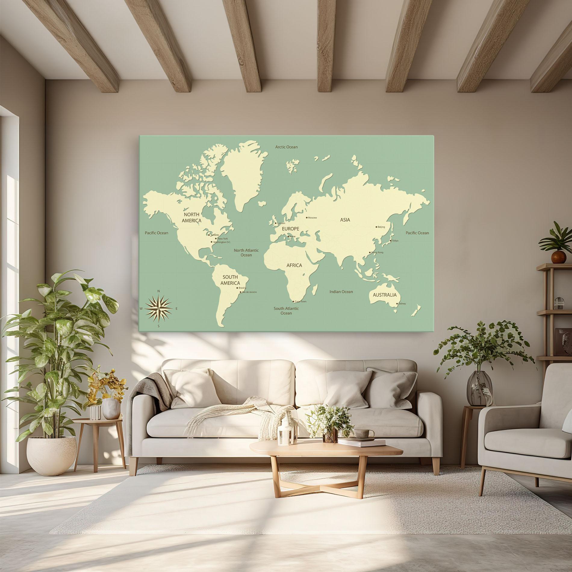 Vászonkép Green Cream Map mockup 6