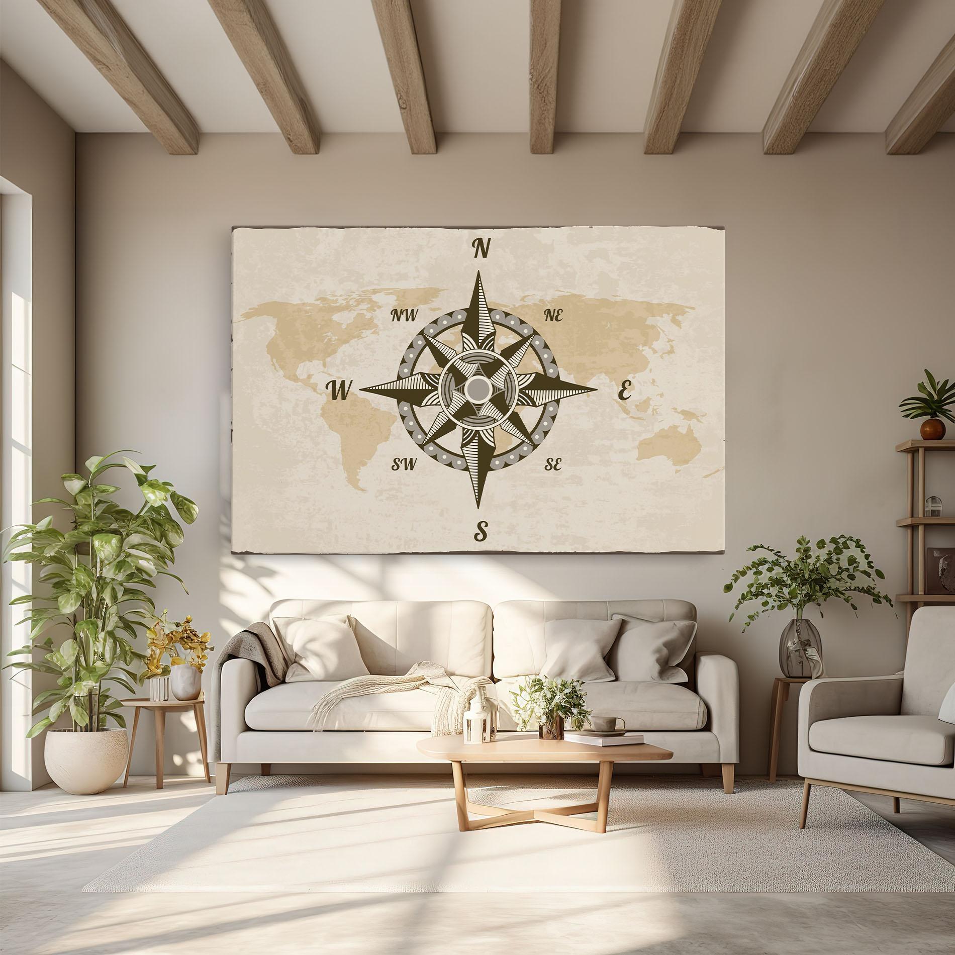 Vászonkép Nautical Compass mockup 6