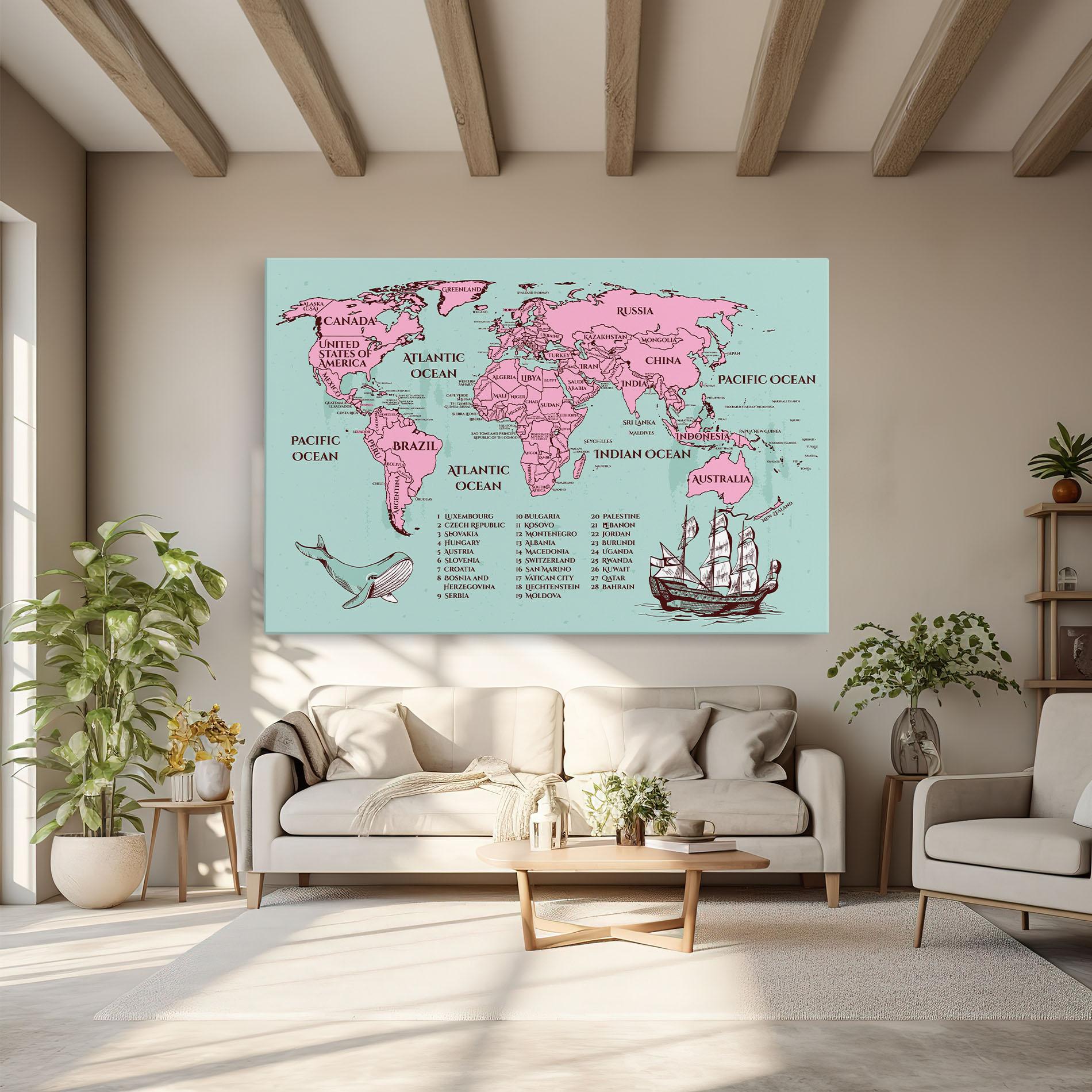Vászonkép Pink Pirate Map mockup 6