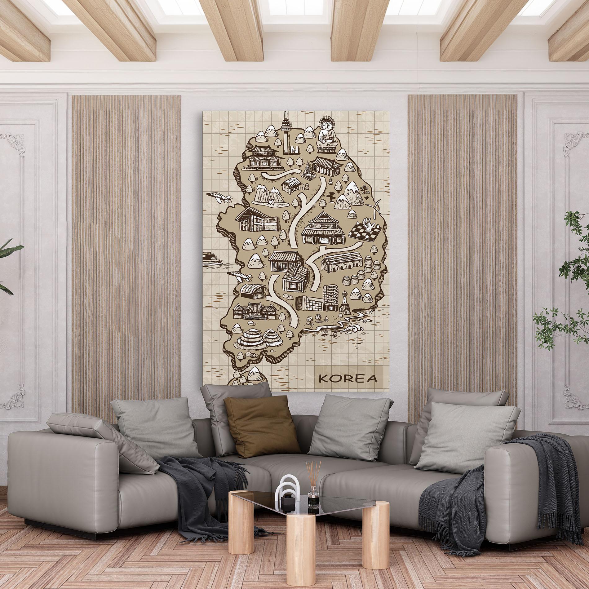 Vászonkép Old Korea Map mockup 6
