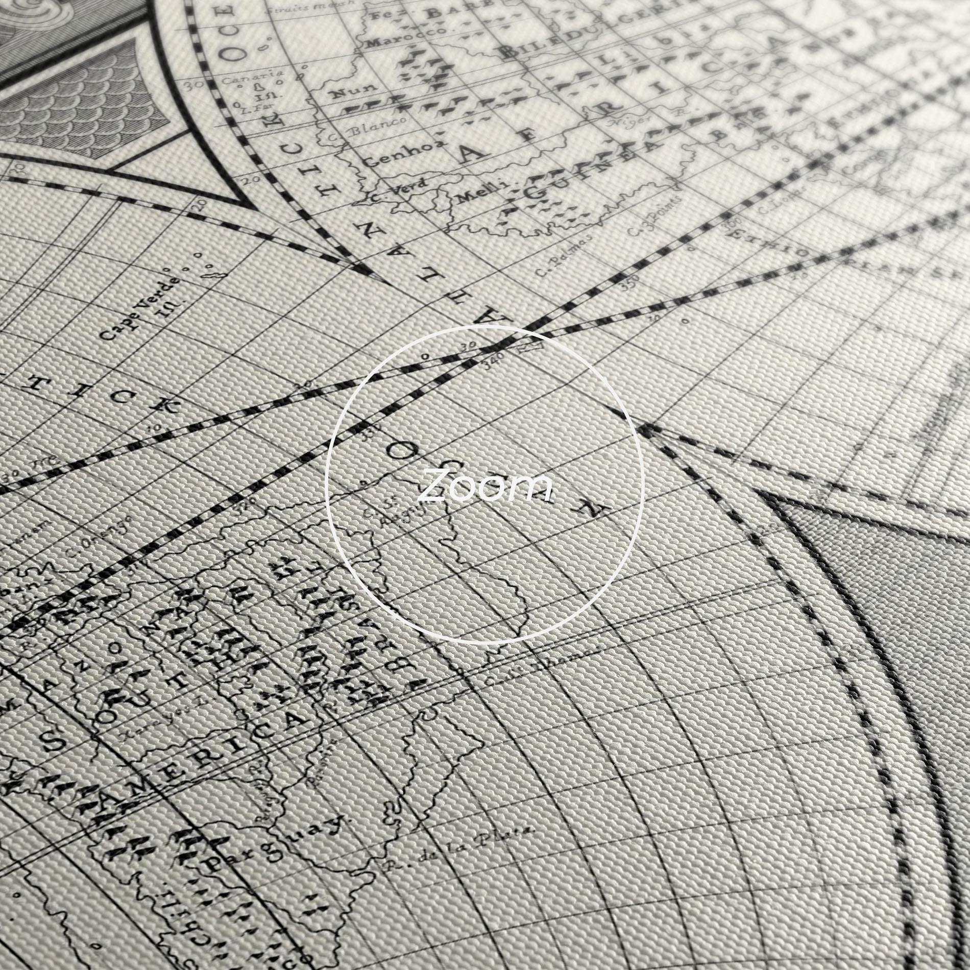 Vászonkép Black White Map mockup 3