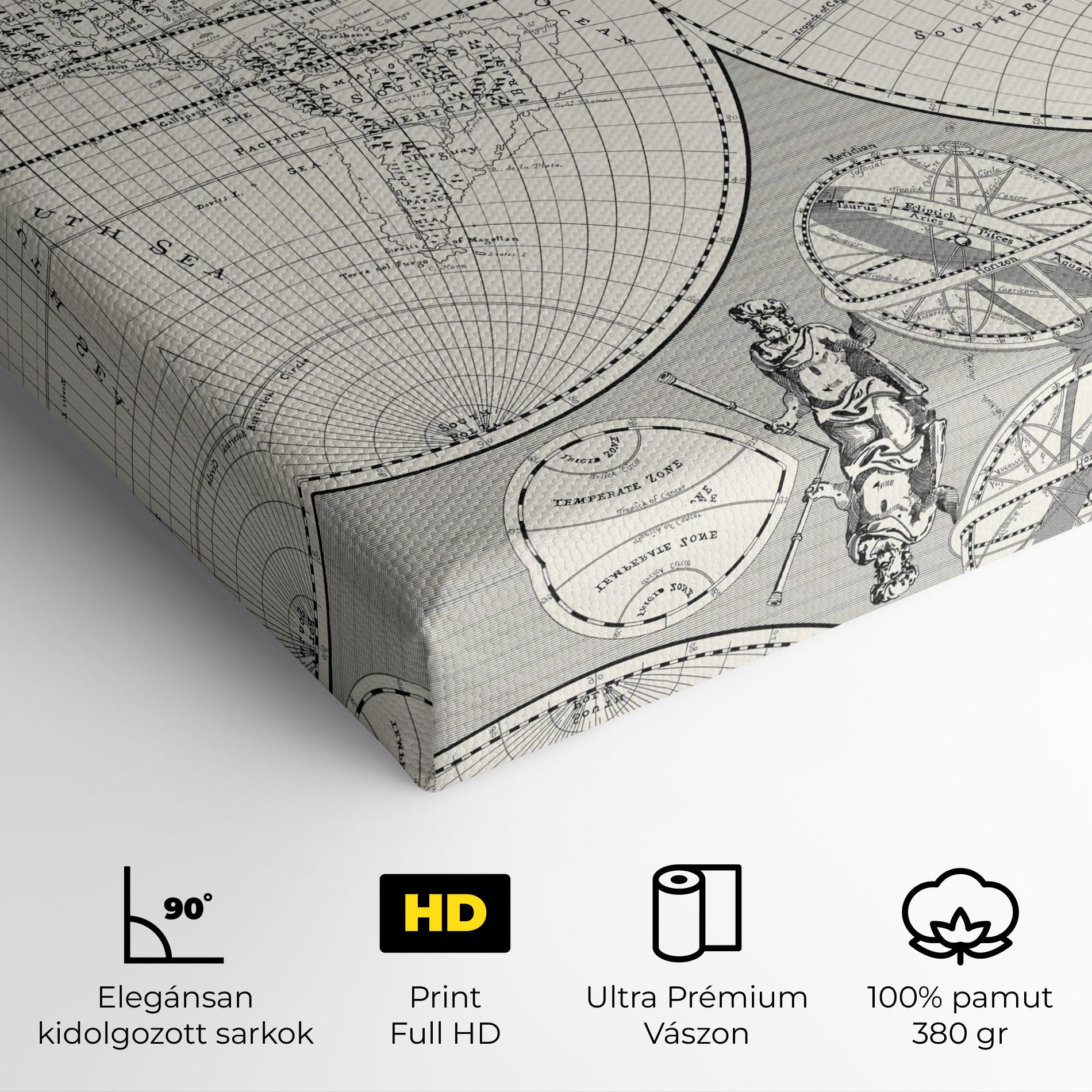 Vászonkép Black White Map mockup 4