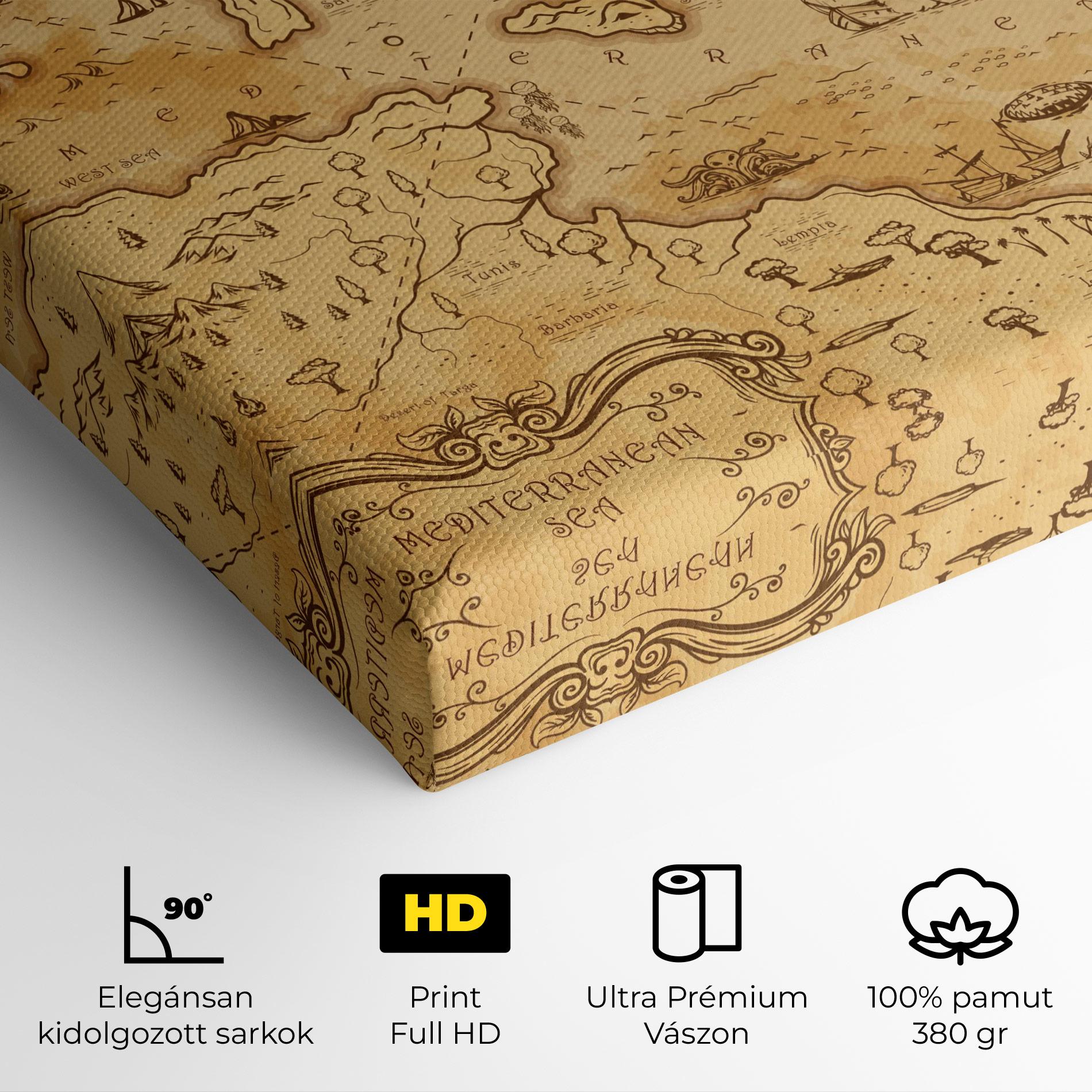 Vászonkép Cream Brown Map mockup 4