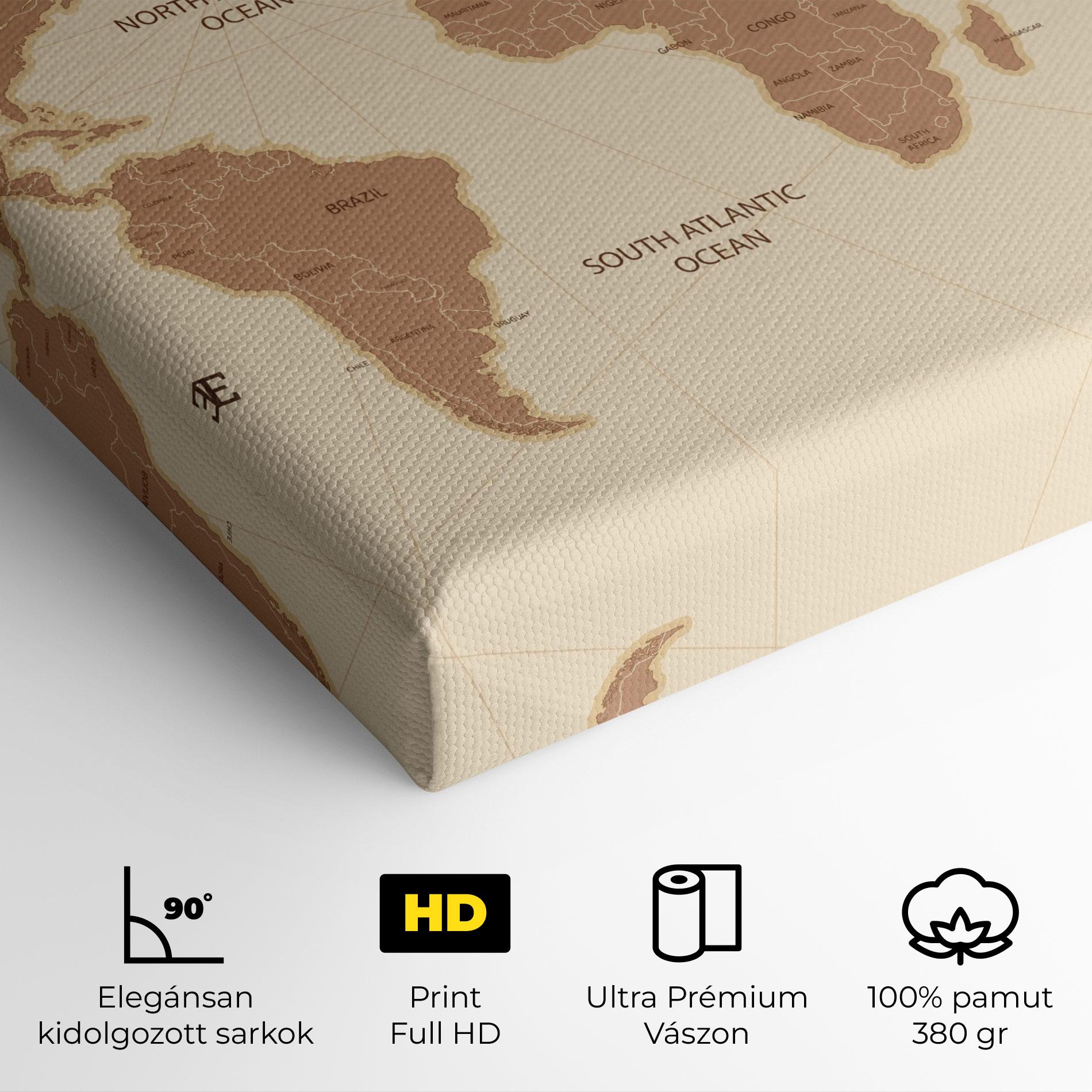 Vászonkép Cream Map Vintage mockup 4