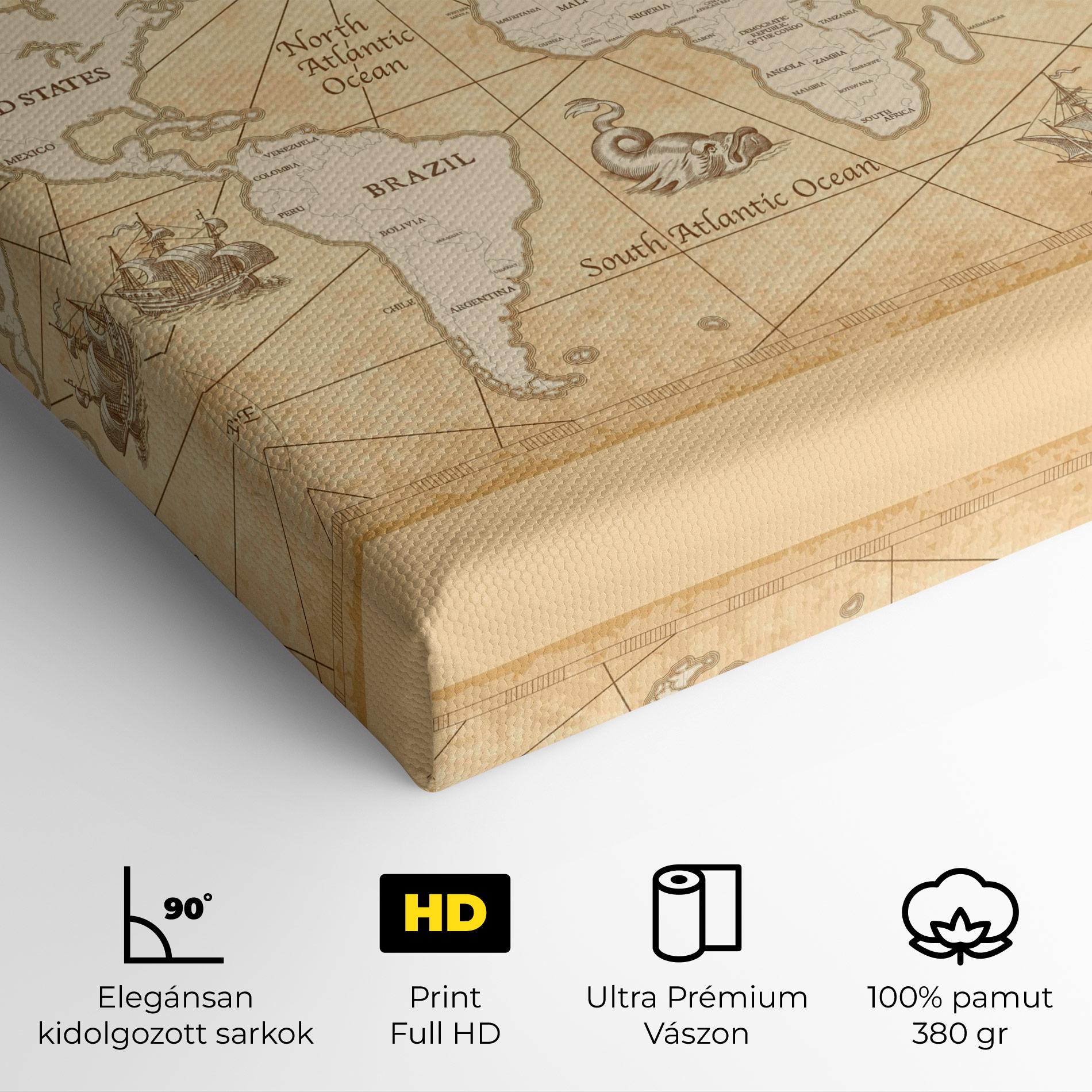 Vászonkép Cream Old Map mockup 4