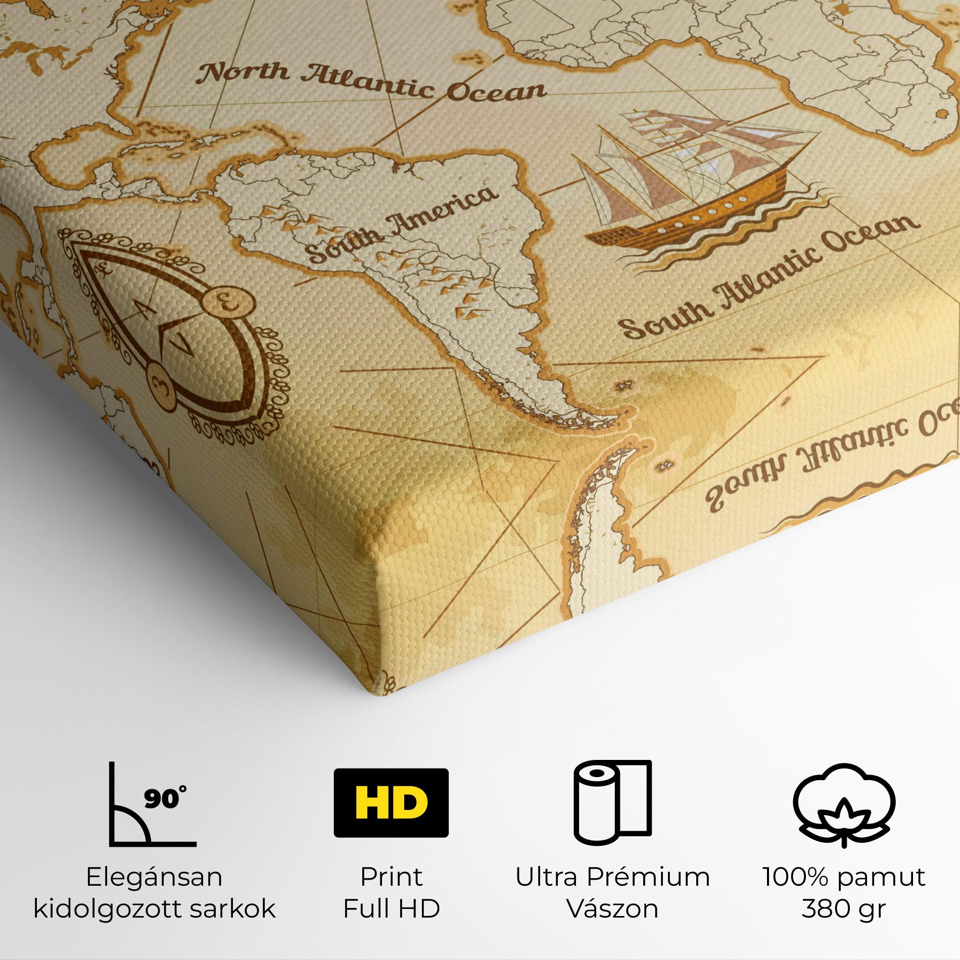 Vászonkép Gold Old Map mockup 4