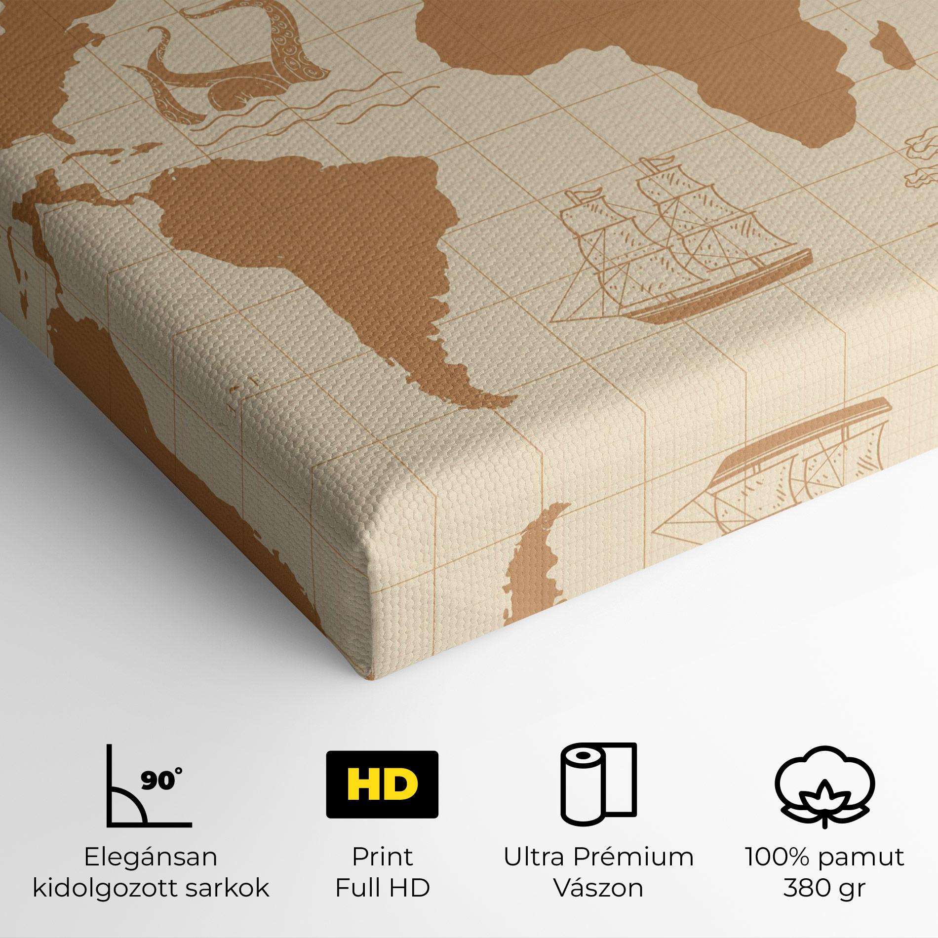 Vászonkép Light Cream Map mockup 4