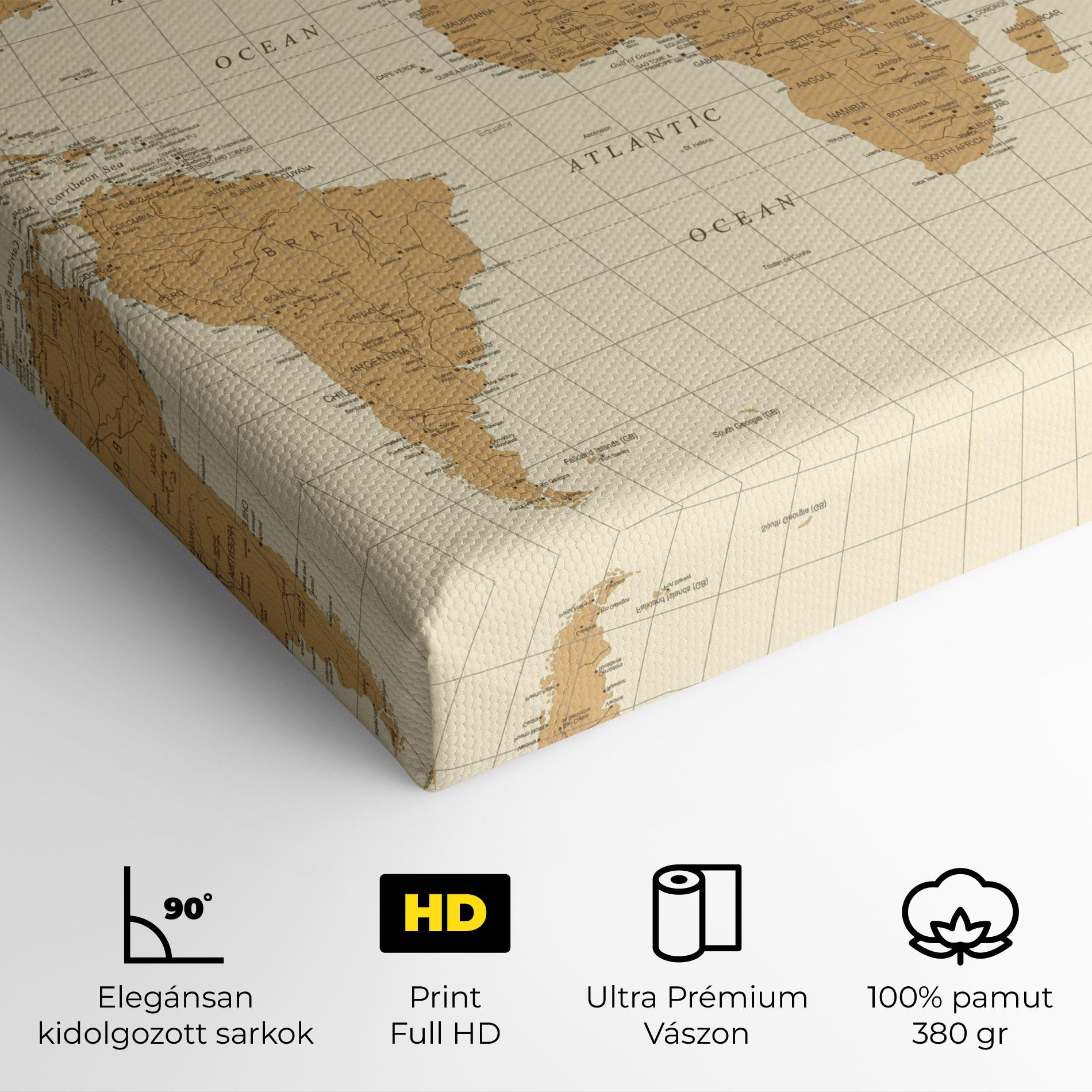 Vászonkép Old Map Cream mockup 4