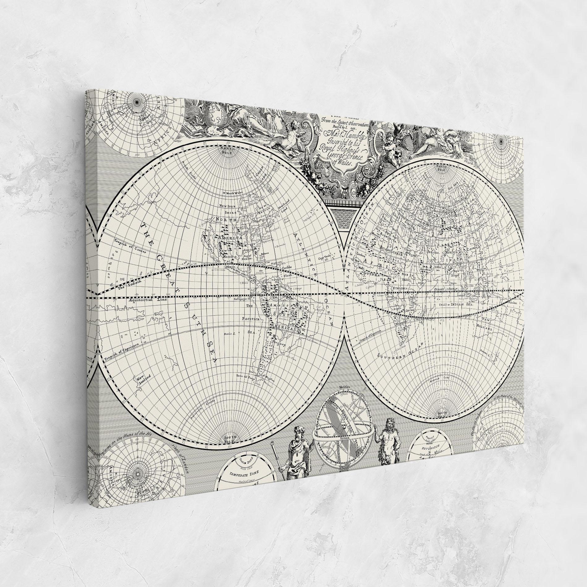 Vászonkép Black White Map mockup 1
