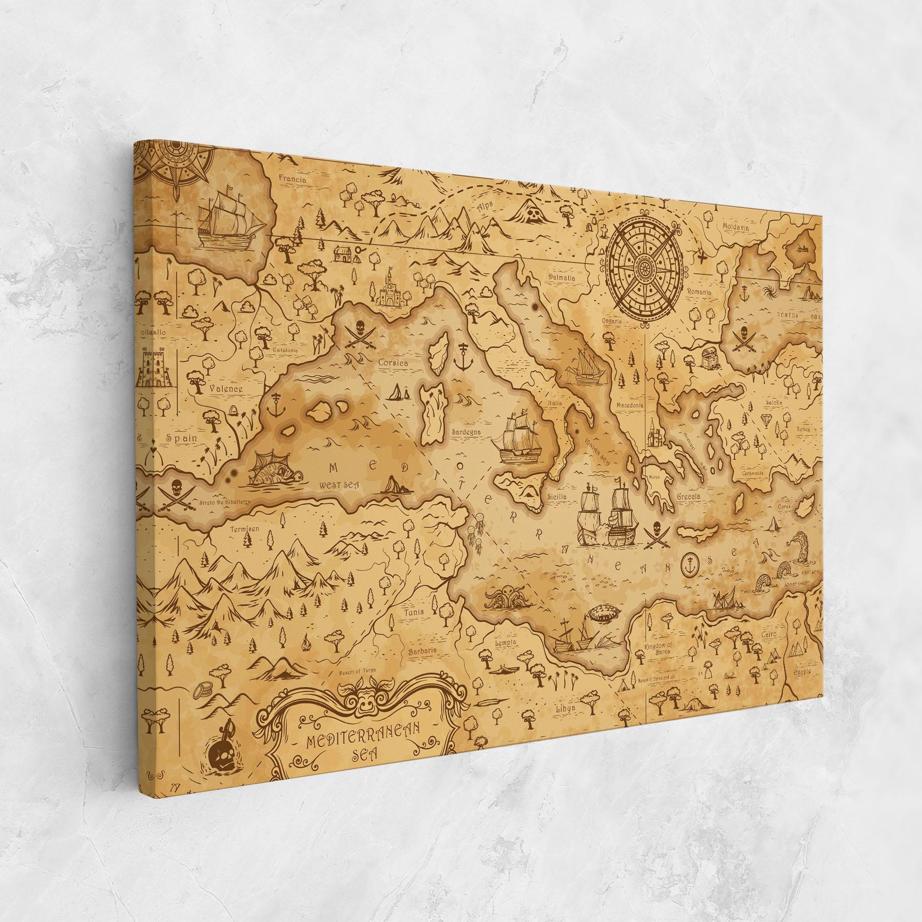 Vászonkép Cream Brown Map mockup 1
