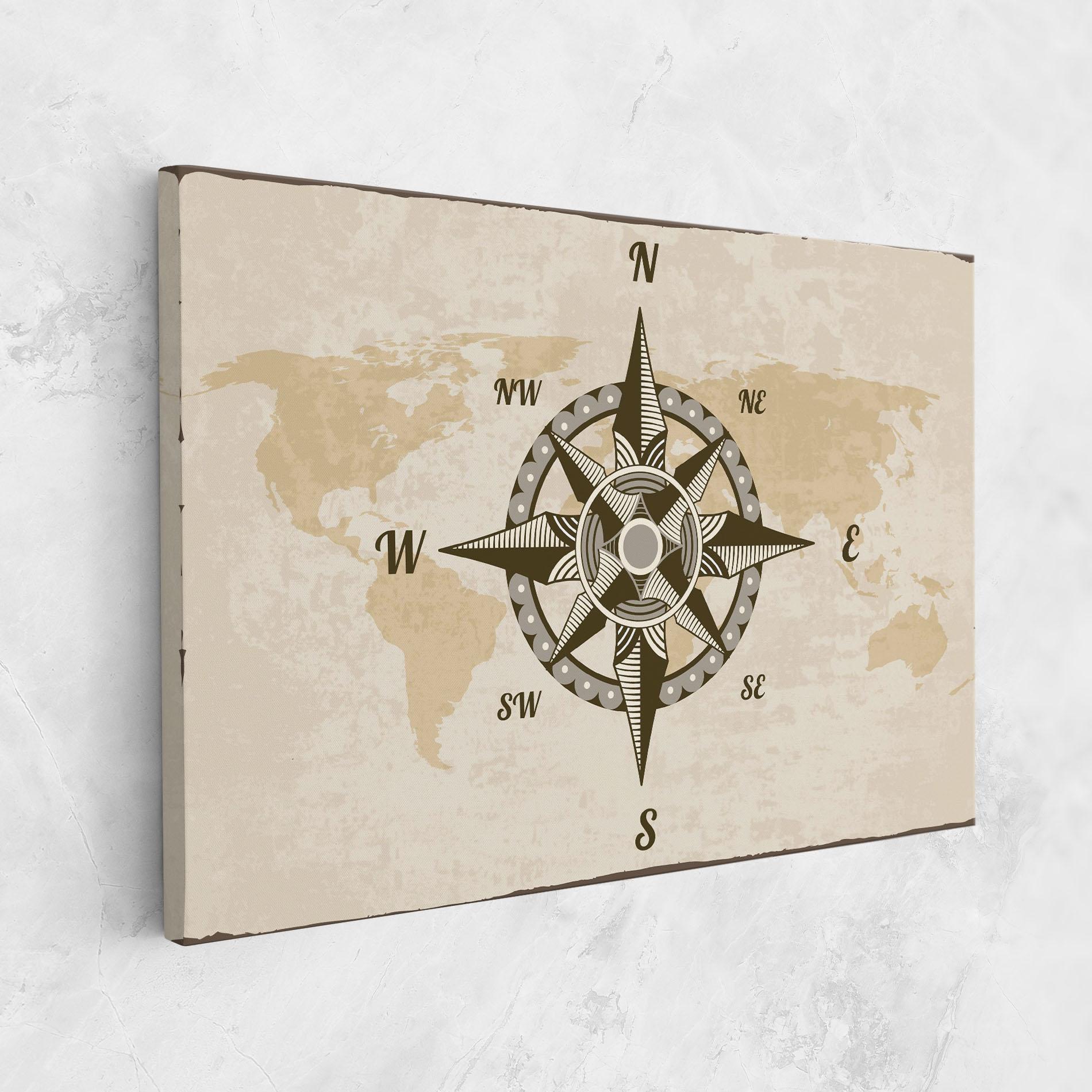 Vászonkép Nautical Compass mockup 1