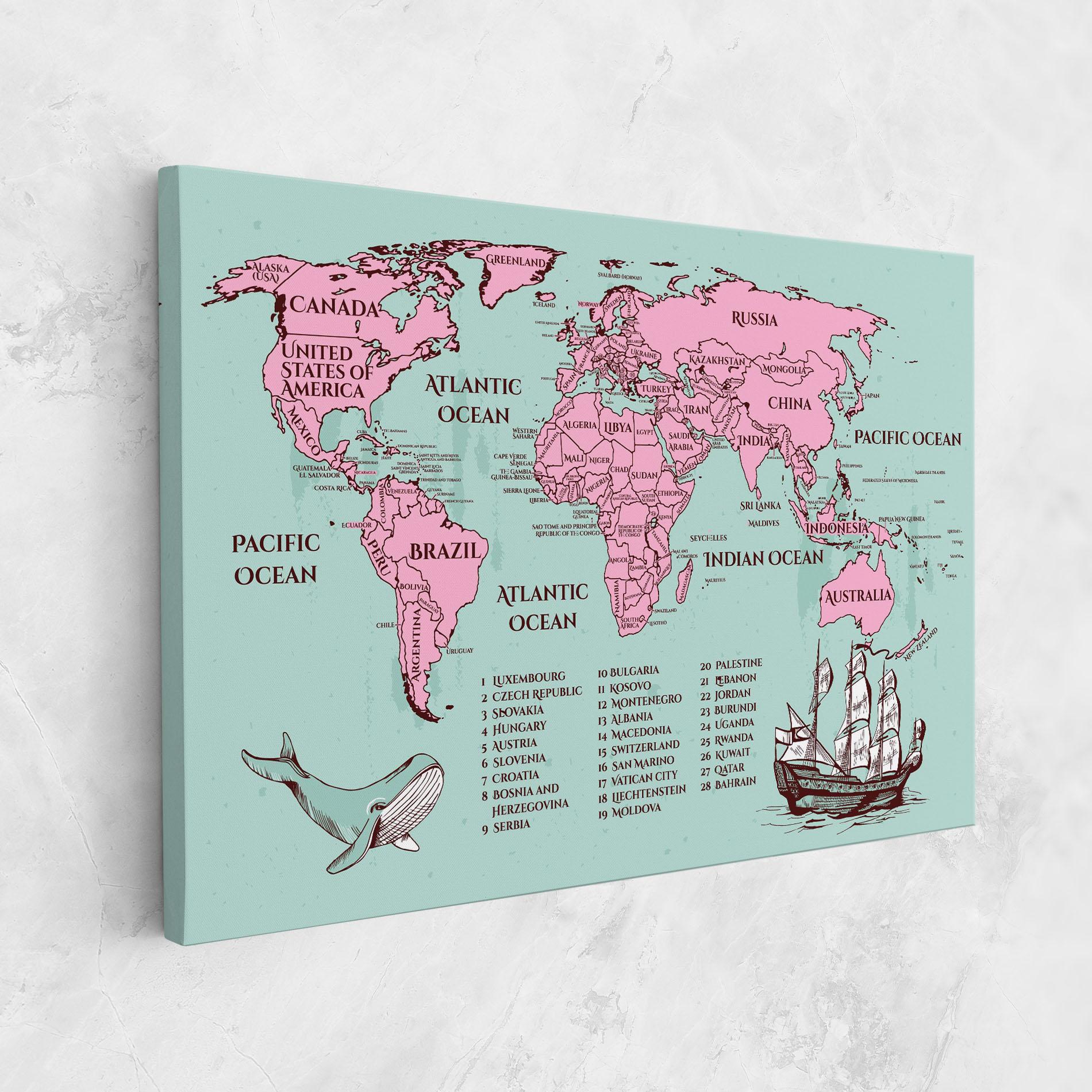 Vászonkép Pink Pirate Map mockup 1