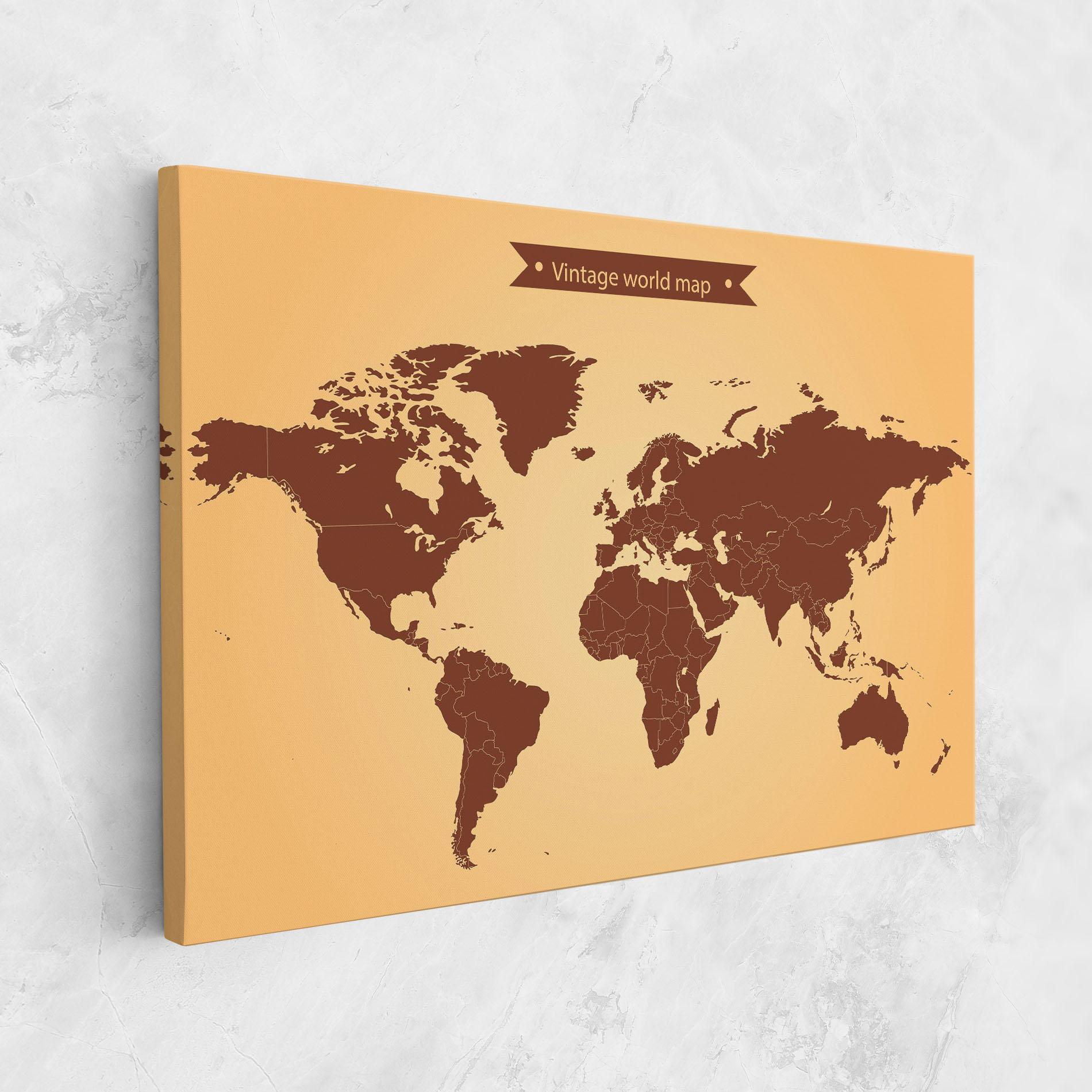 Vászonkép Vintage World Map mockup 1