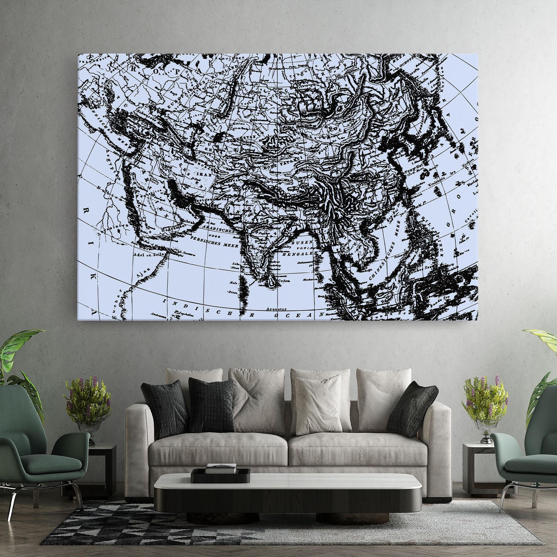 Vászonkép Blue Old Map mockup 7