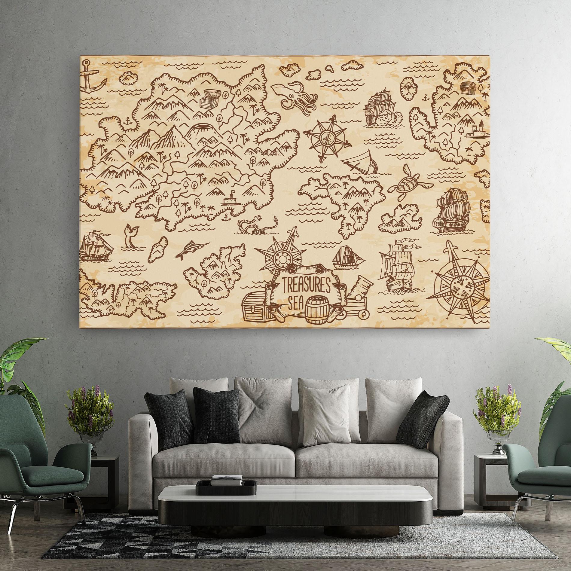 Vászonkép Cream Coffee Map mockup 7