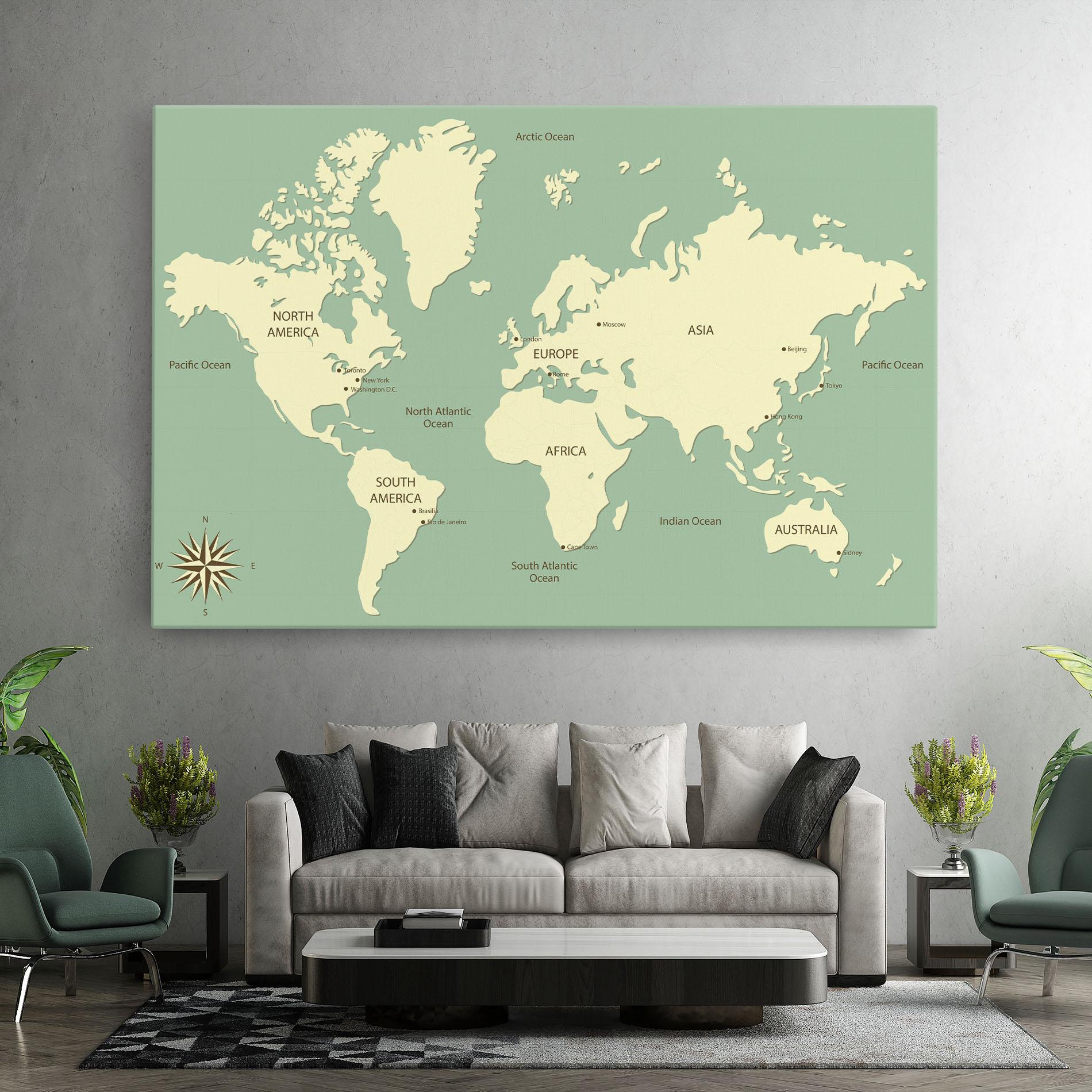 Vászonkép Green Cream Map mockup 7