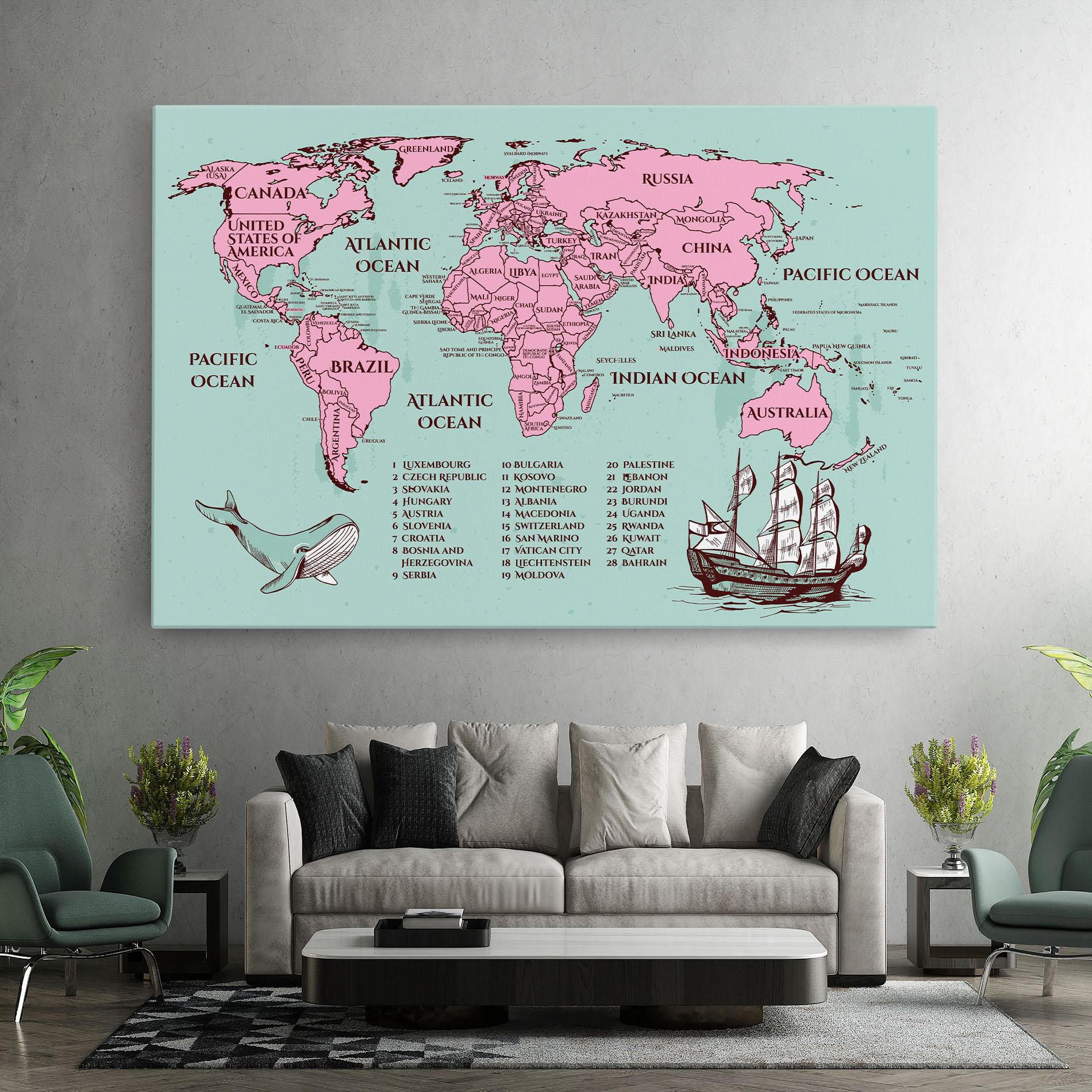 Vászonkép Pink Pirate Map mockup 7