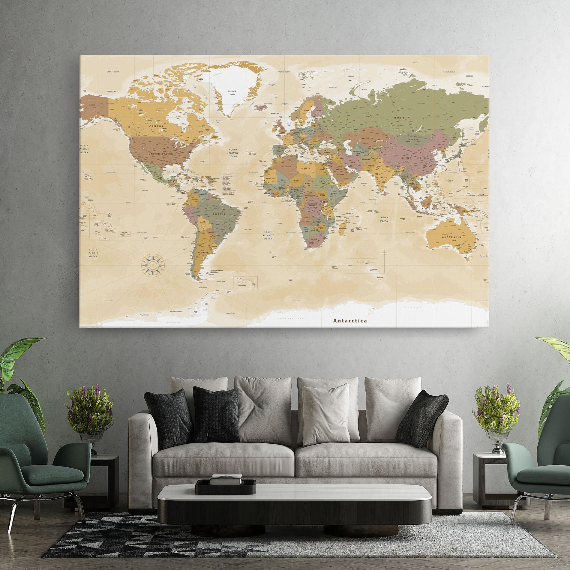 Vászonkép World Map Vintage mockup 7
