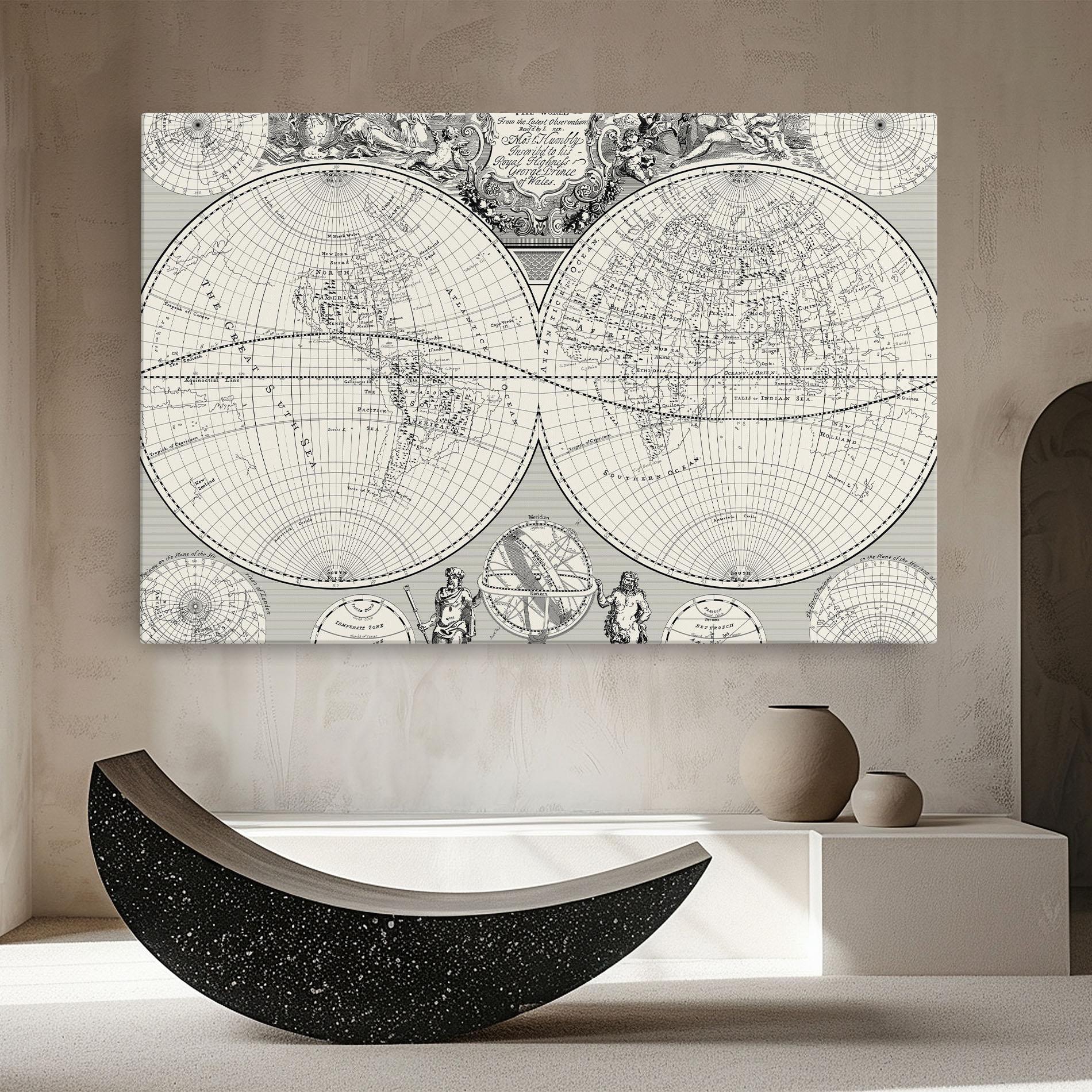Vászonkép Black White Map mockup 8