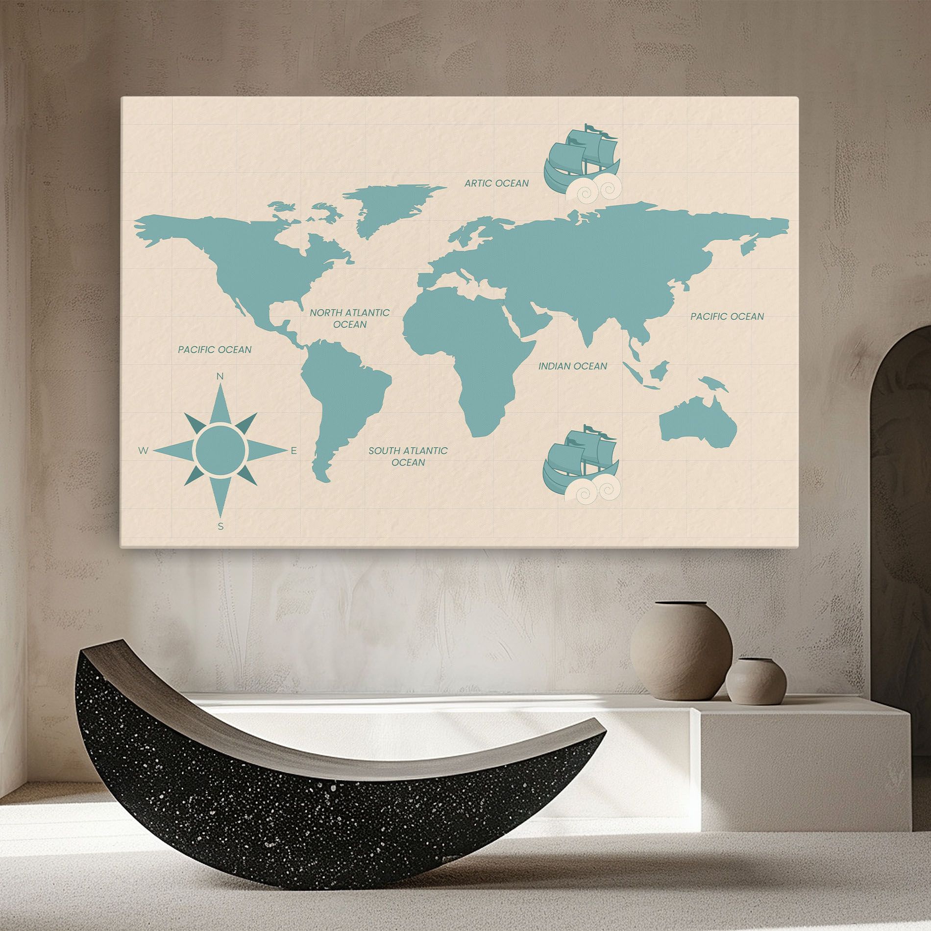 Cream Blue Map mockup 8