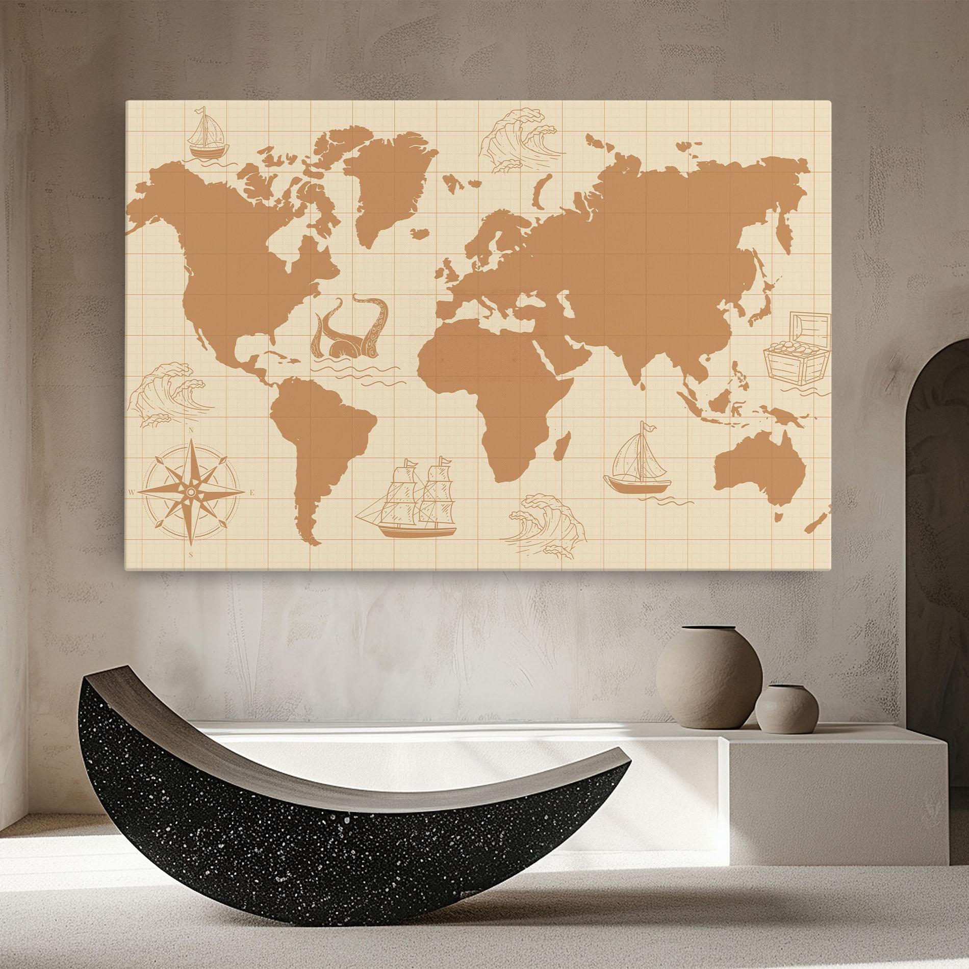 Vászonkép Light Cream Map mockup 8