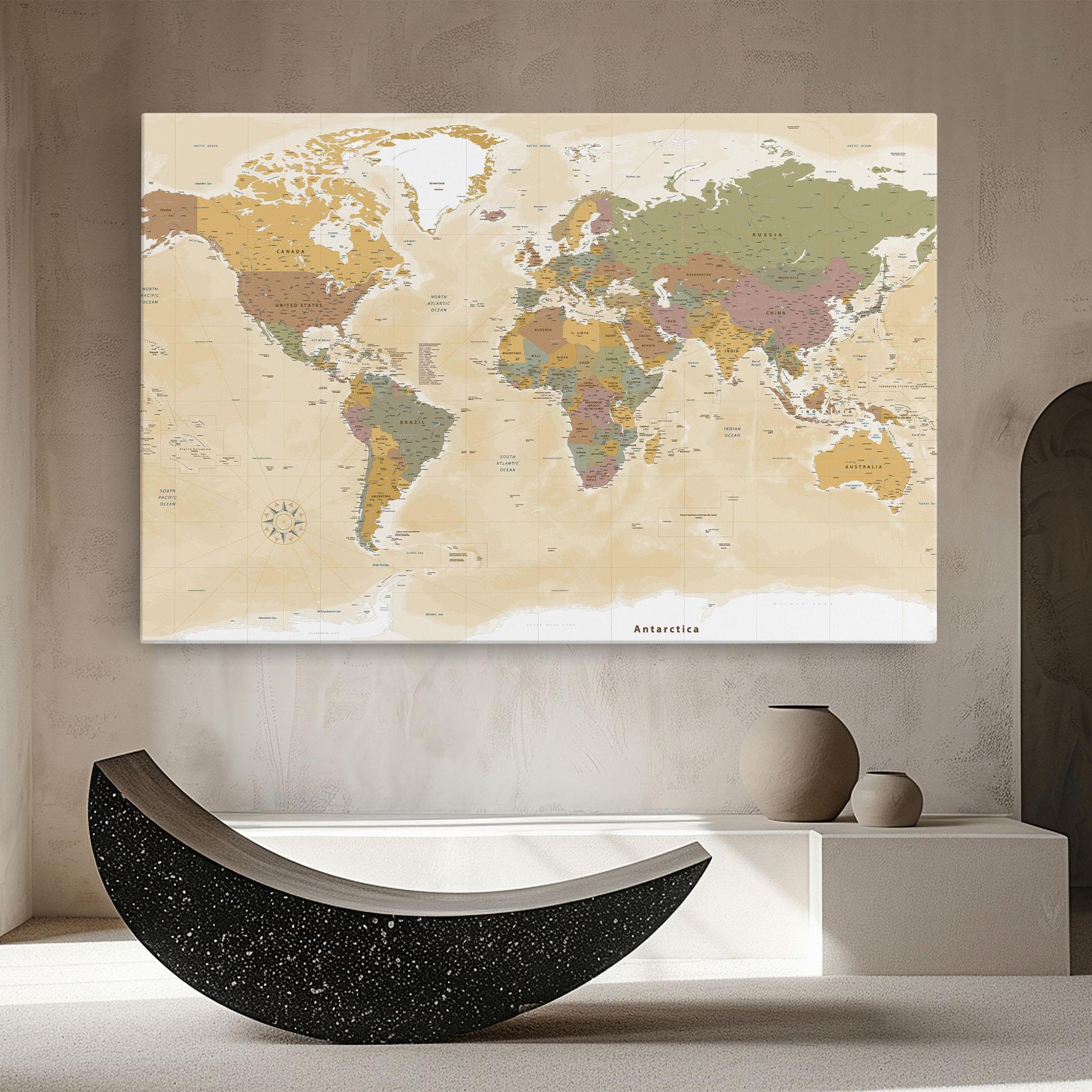 Vászonkép World Map Vintage mockup 8