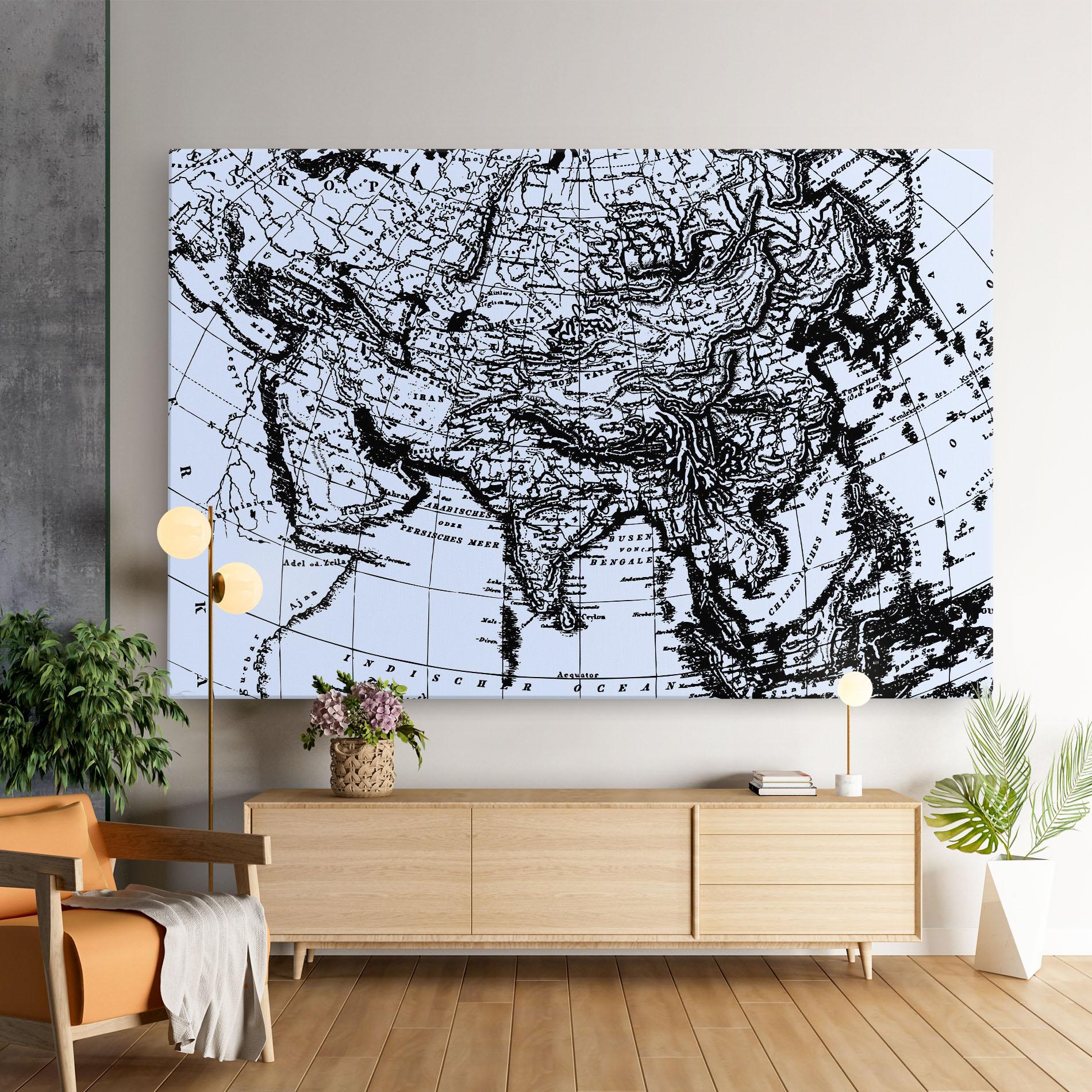 Vászonkép Blue Old Map mockup 9