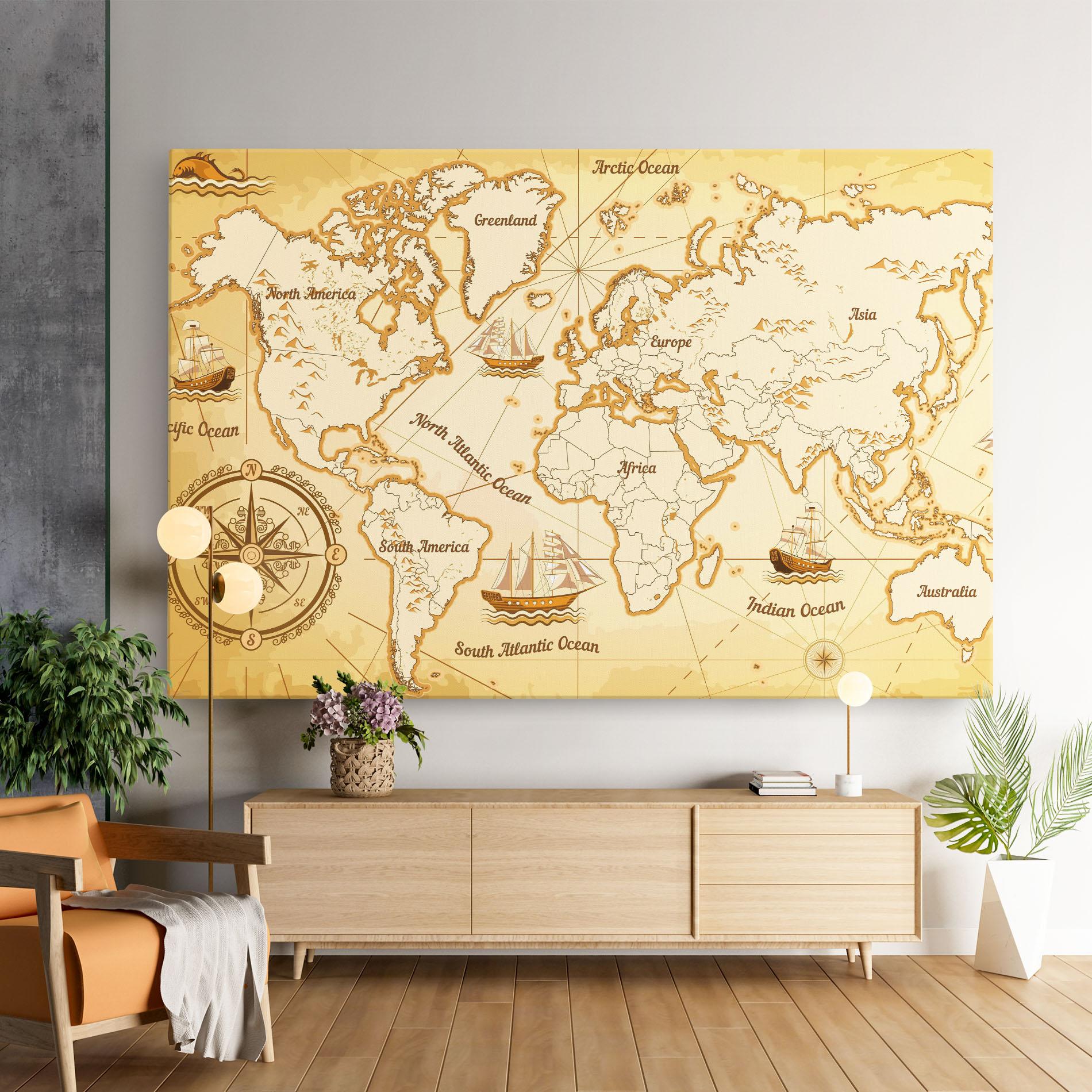 Vászonkép Gold Old Map mockup 9