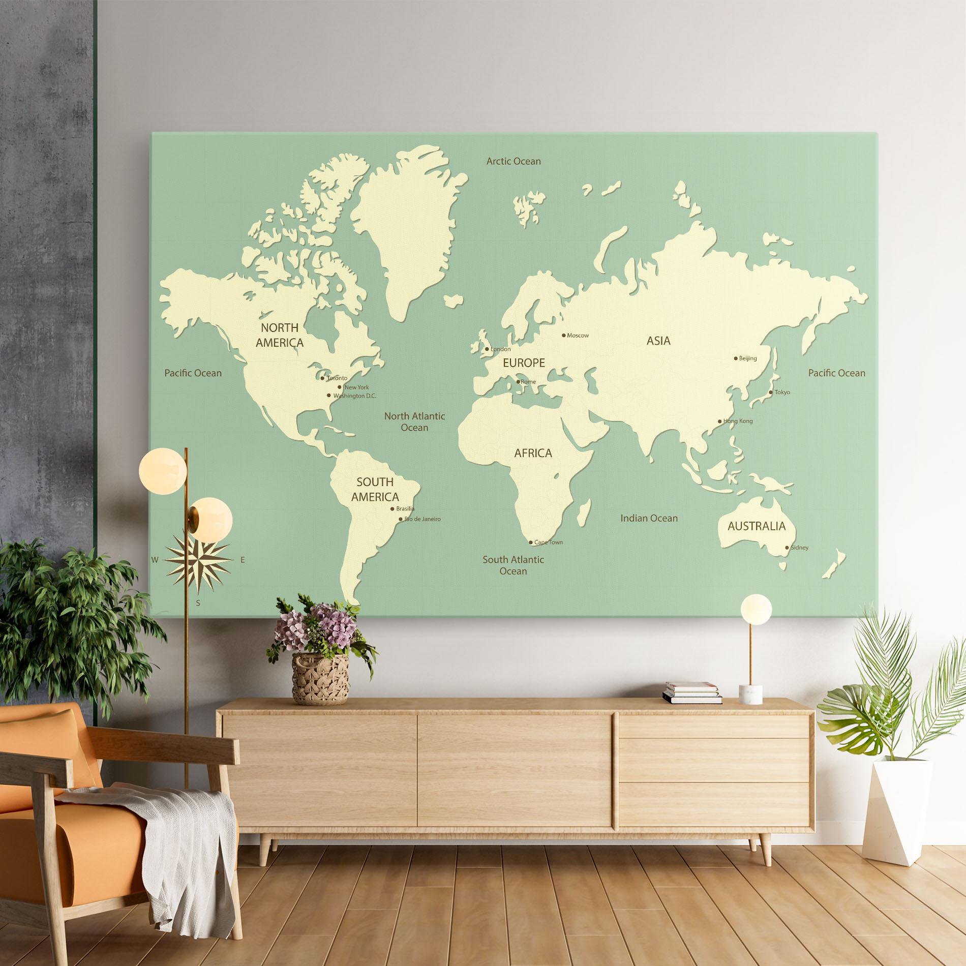 Vászonkép Green Cream Map mockup 9