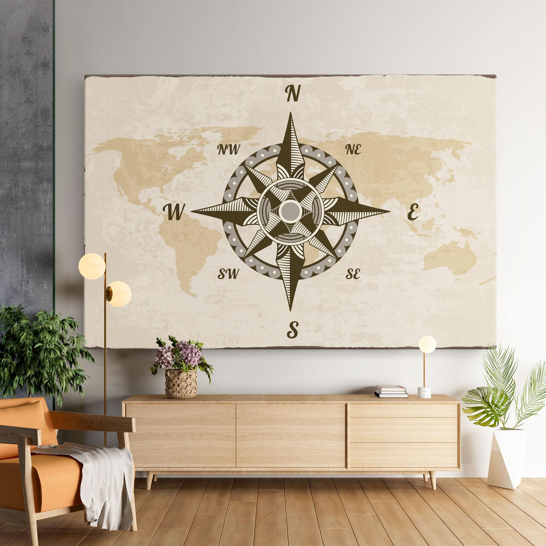 Vászonkép Nautical Compass mockup 9