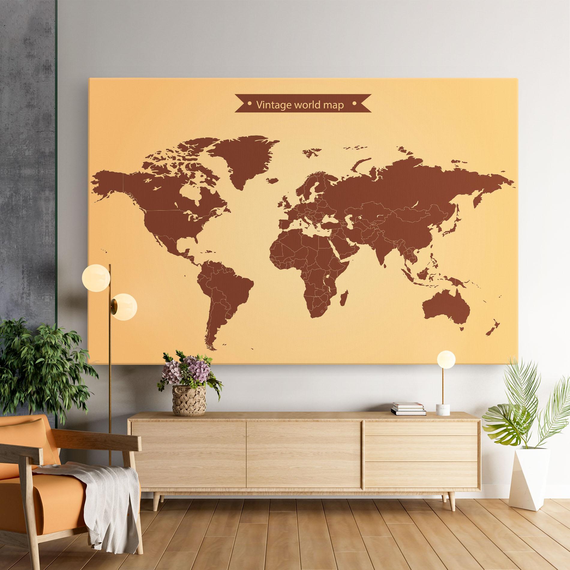 Vászonkép Vintage World Map mockup 9