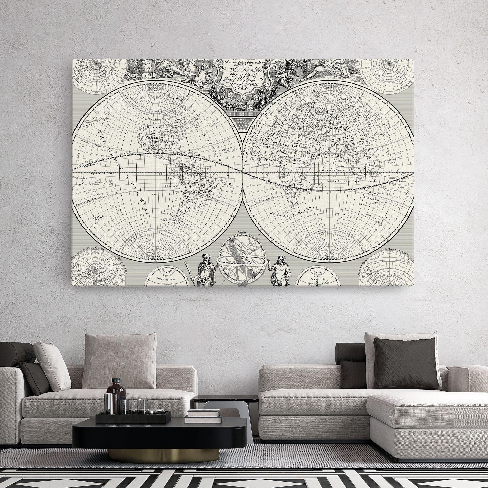 Vászonkép Black White Map mockup 2