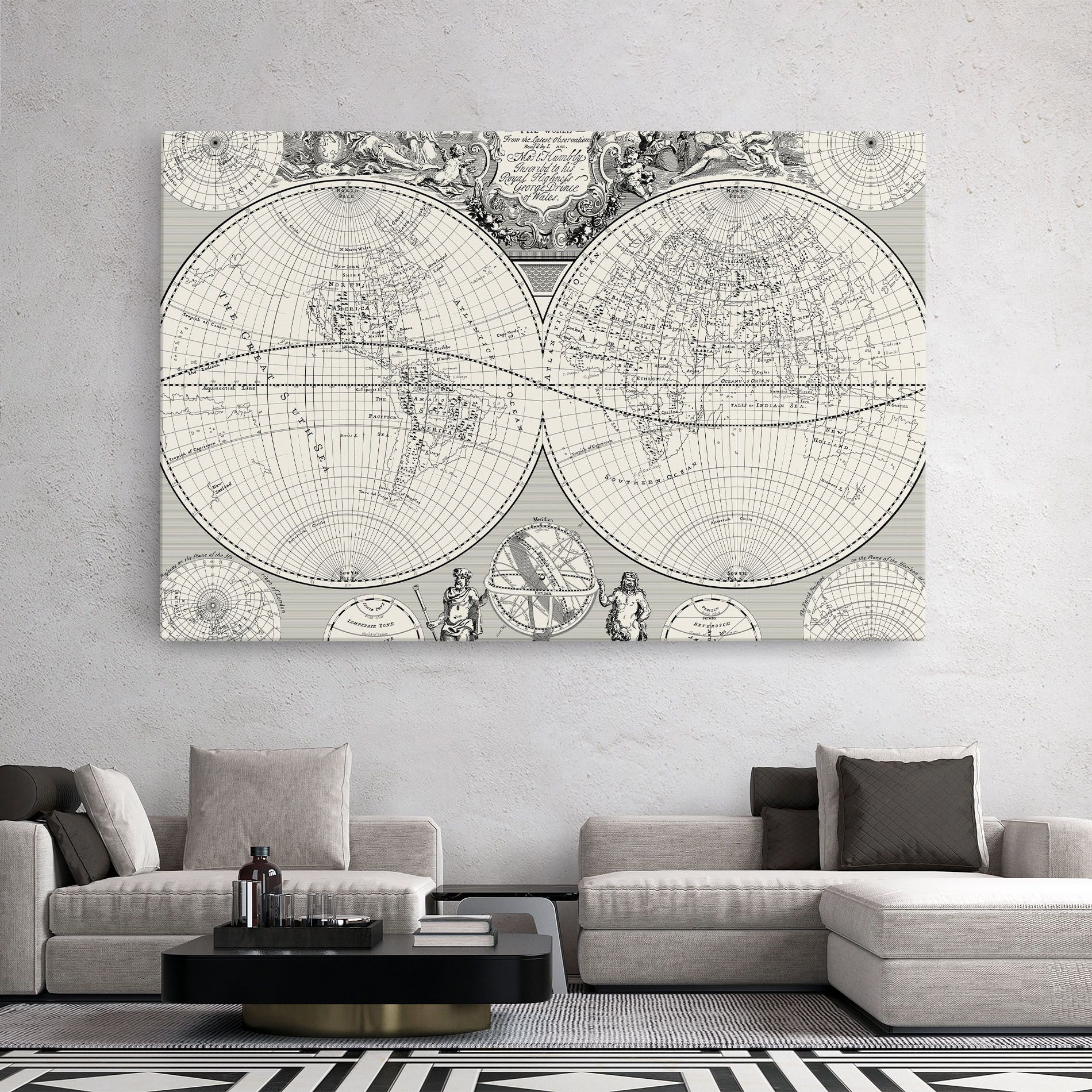 Black White Map mockup 2