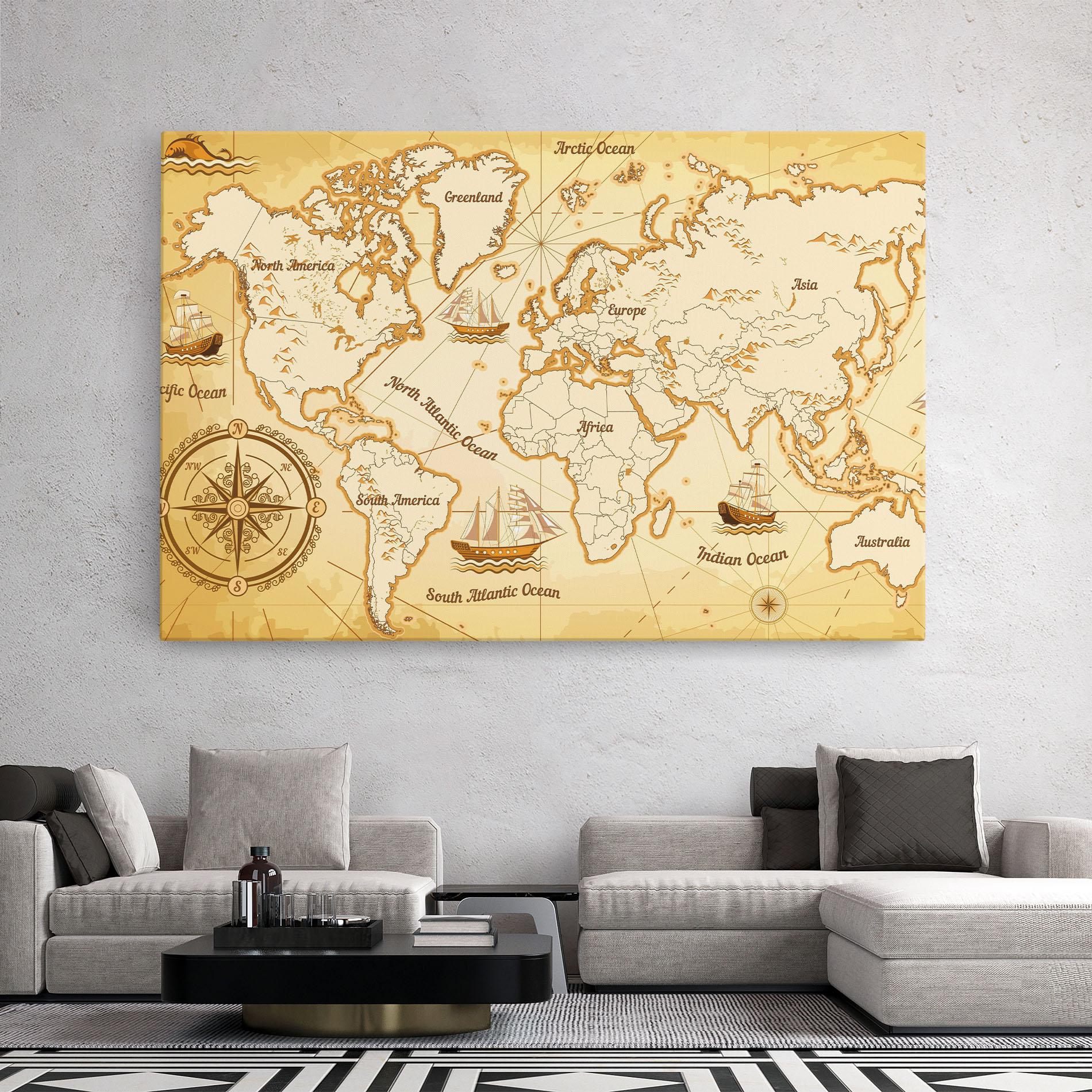 Vászonkép Gold Old Map mockup 2